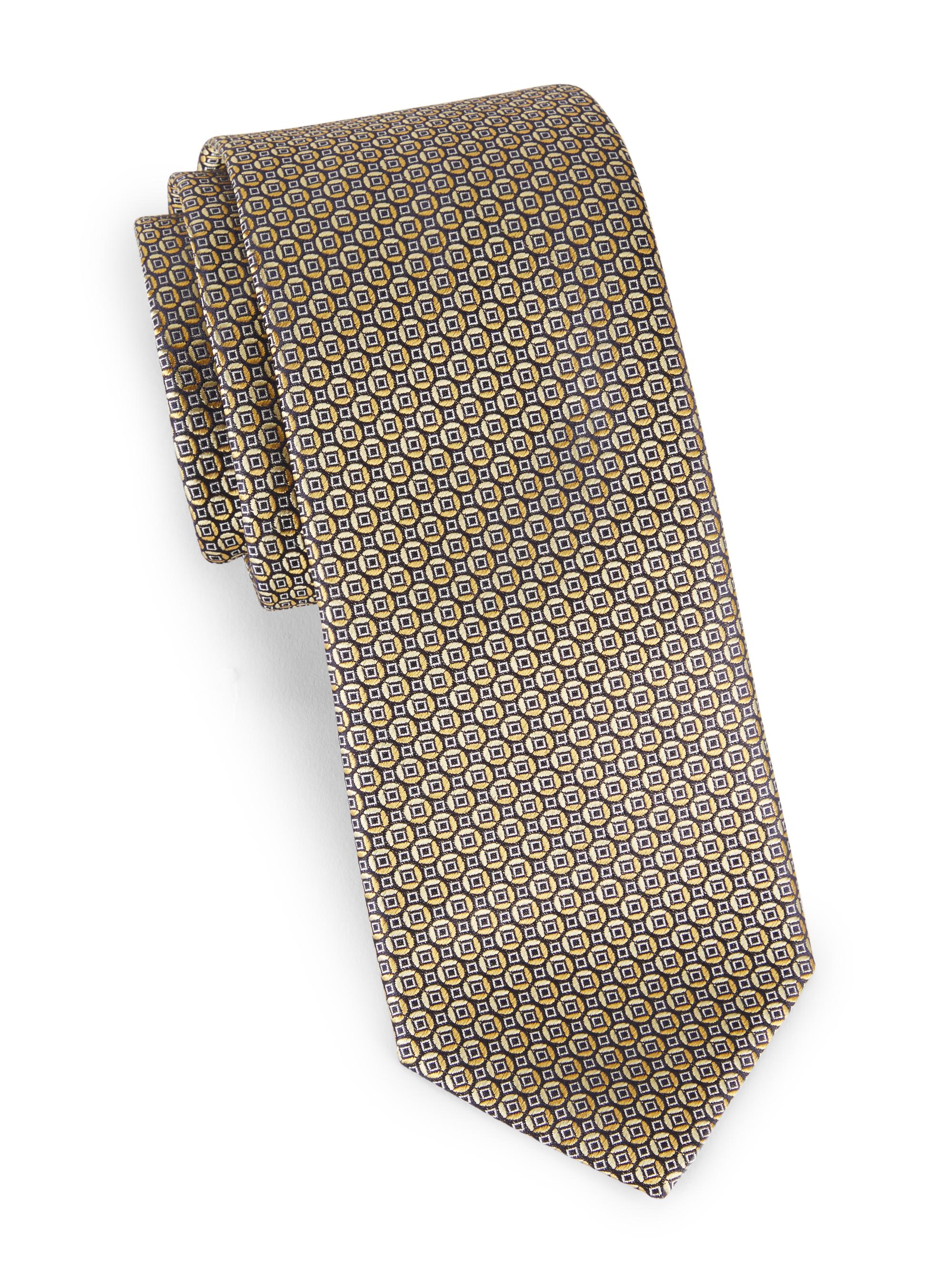 Canali Men's Geometric Silk Tie - Yellow
