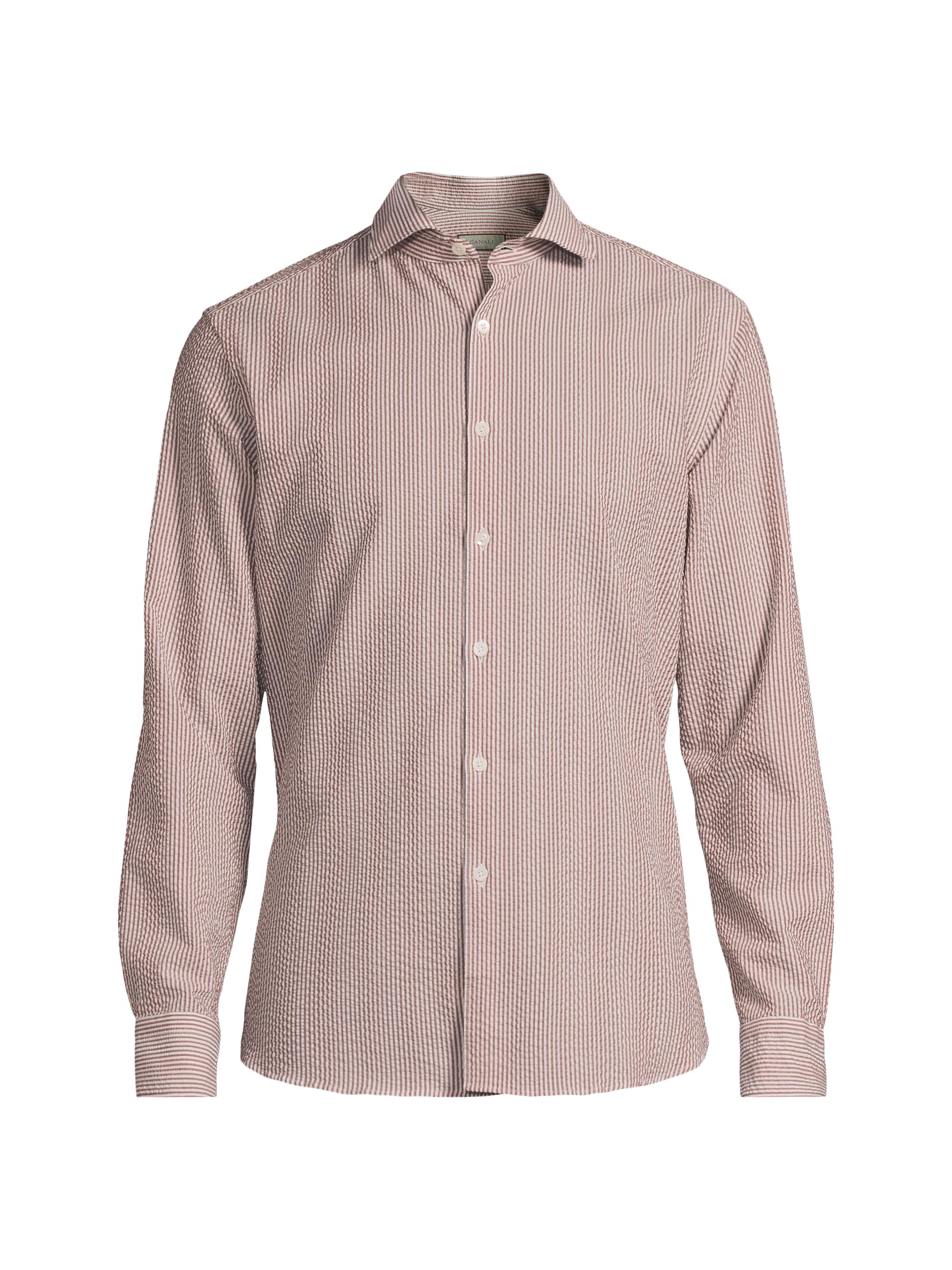 Canali Men's Seersucker Sport Shirt - Brown