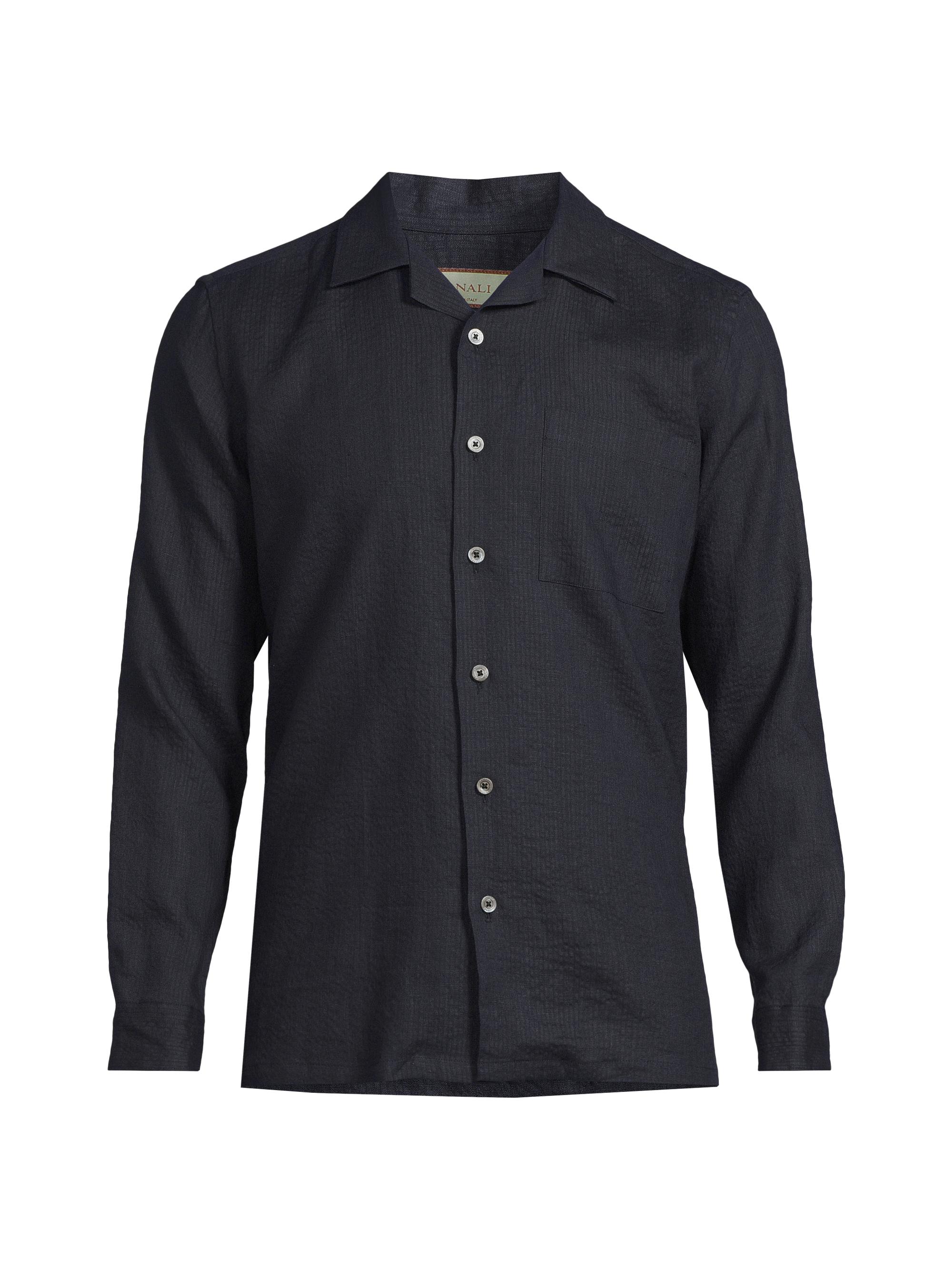 Canali Men's Linen Seersucker Button-Front Shirt - Navy