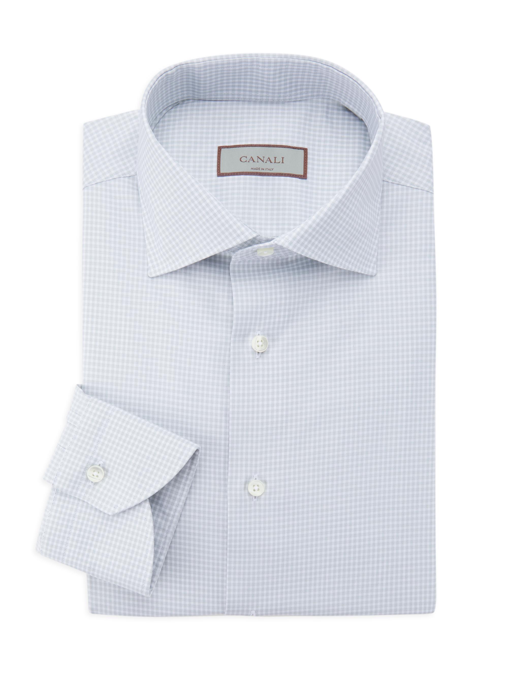 Canali Men's Gingham Modern-Fit Cotton Shirt - Light Green