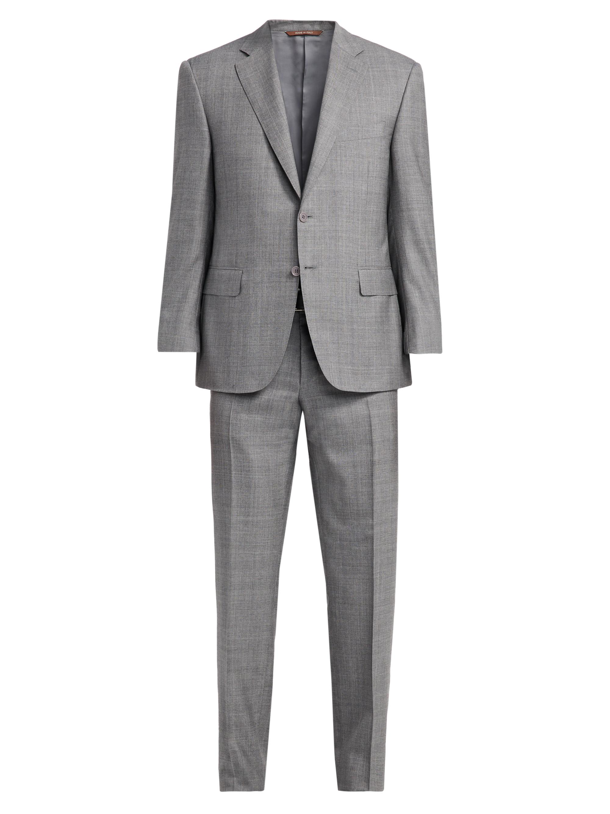Canali Men's Plaid Wool-Silk Suit - Grey