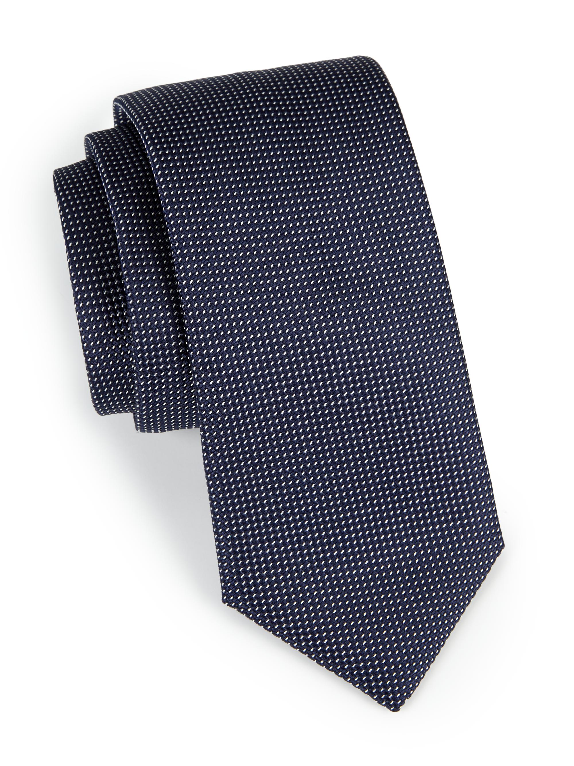 Canali Men's Dot Silk Tie - Navy
