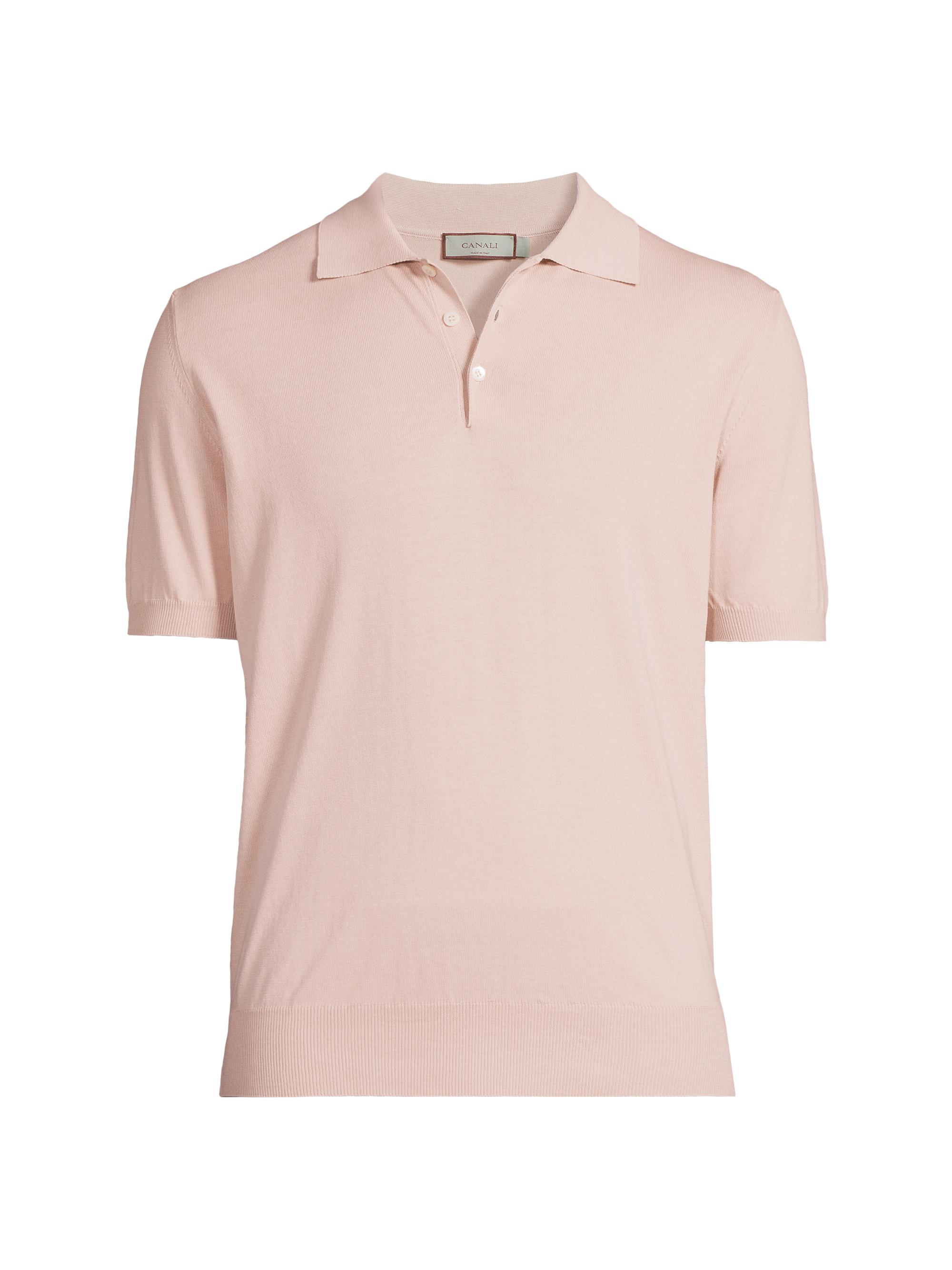 Canali Men's Basic Cotton Polo Shirt - Light Pink