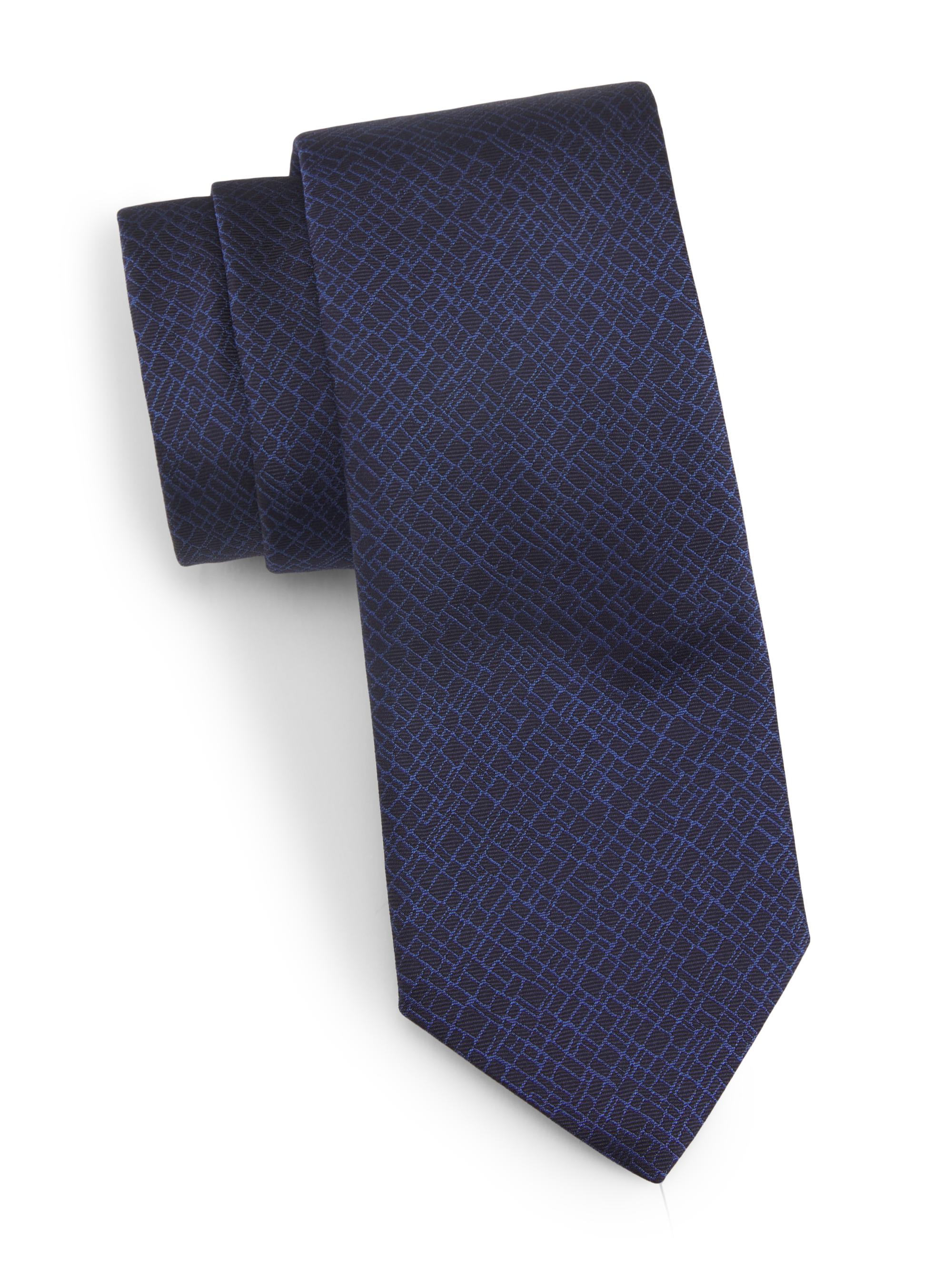 Canali Men's Geometric Silk Tie - Dark Blue
