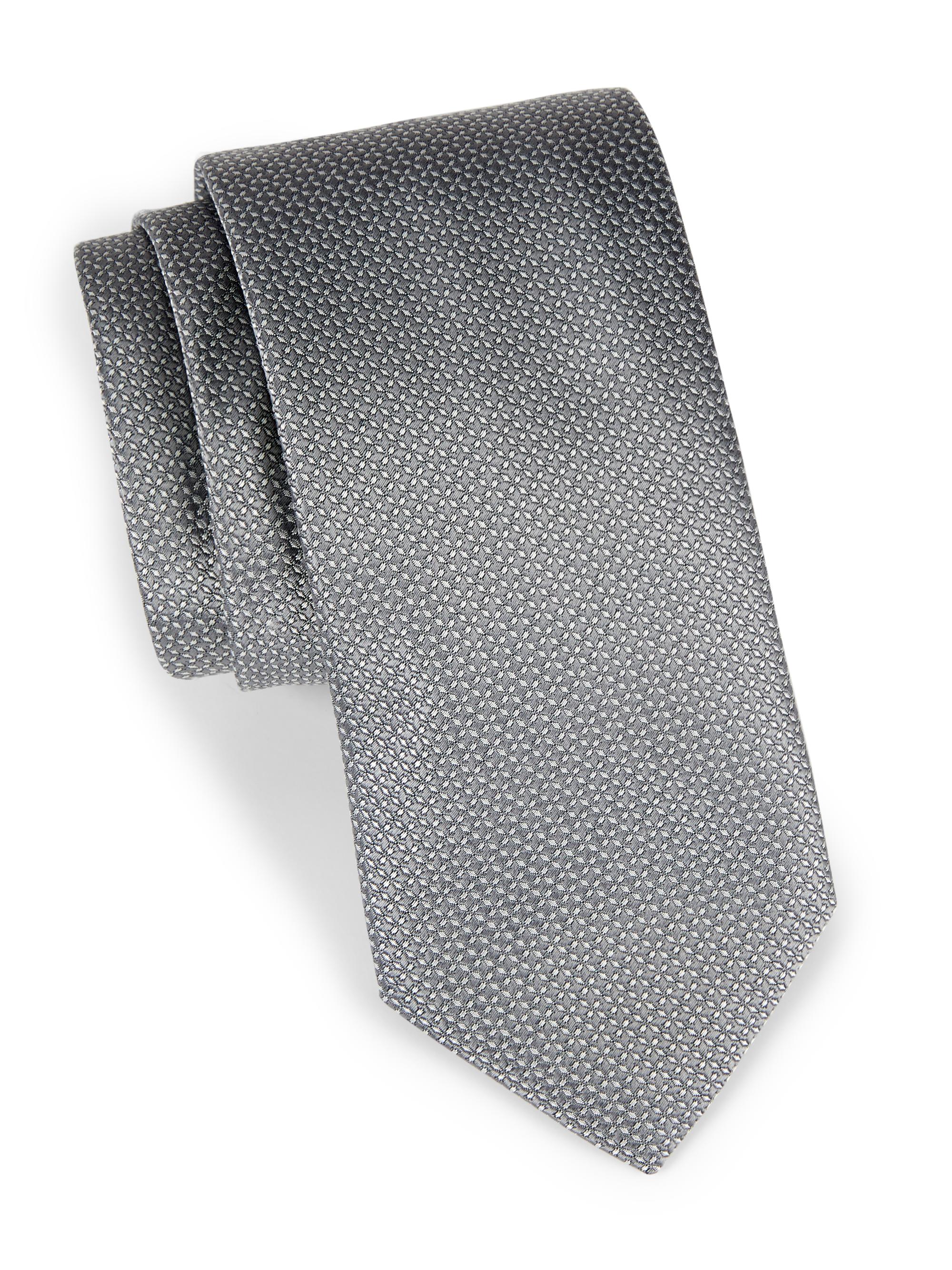 Canali Men's Neat Geometric Silk Tie - Silver