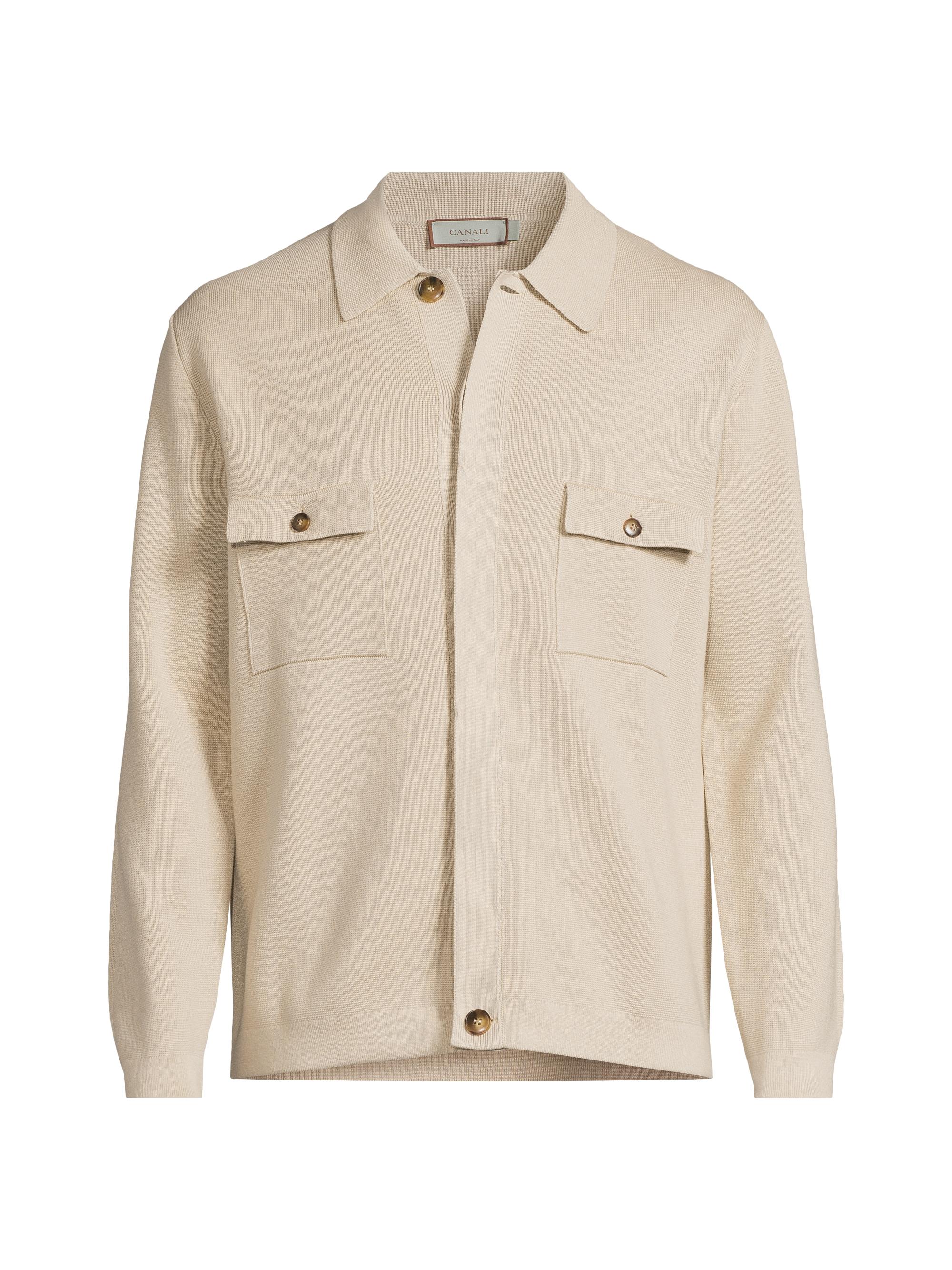 Canali Men's Cotton-Blend Button-Up Overshirt - Tan