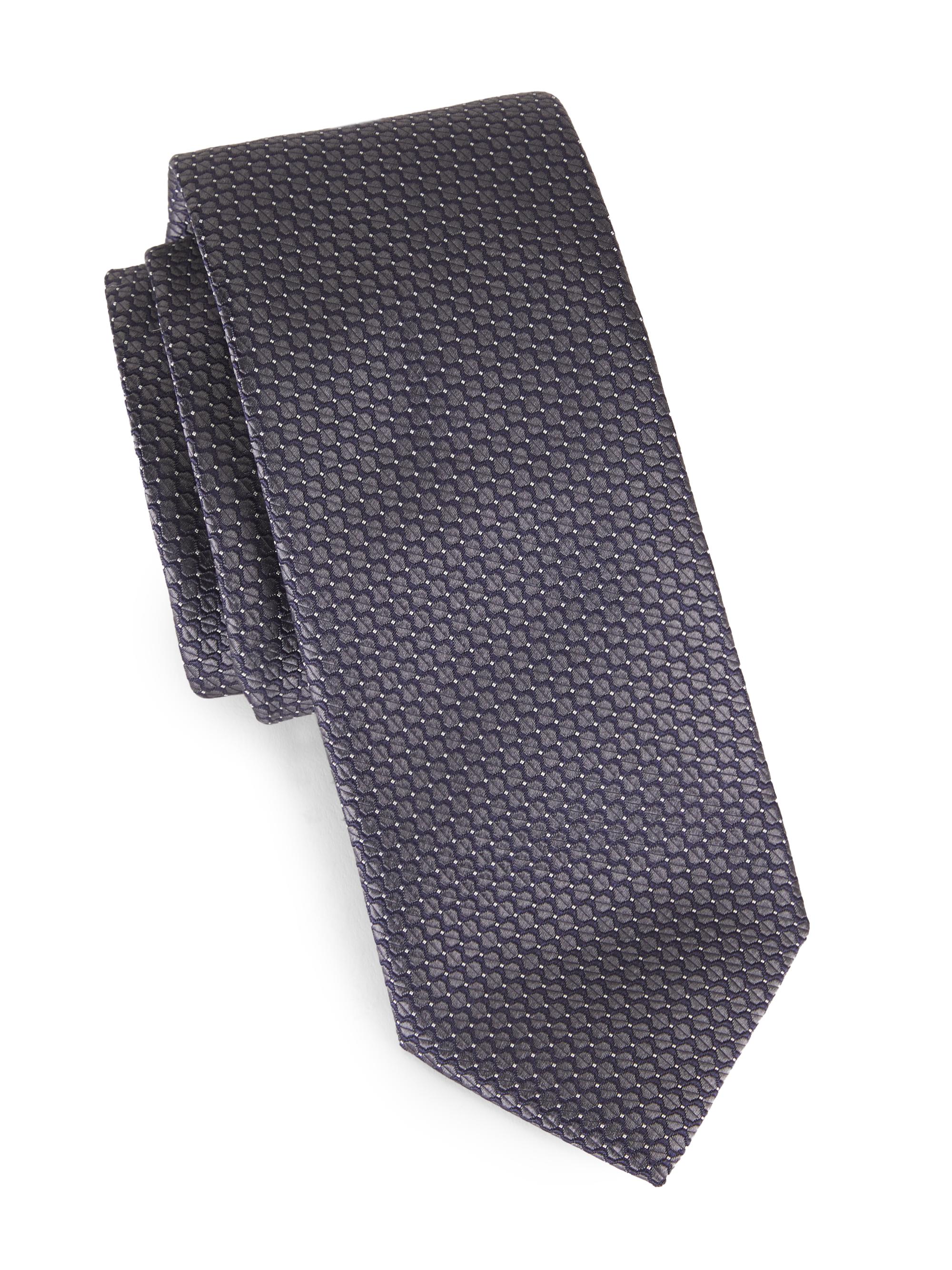 Canali Men's Neat Geometric Silk Tie - Dark Blue