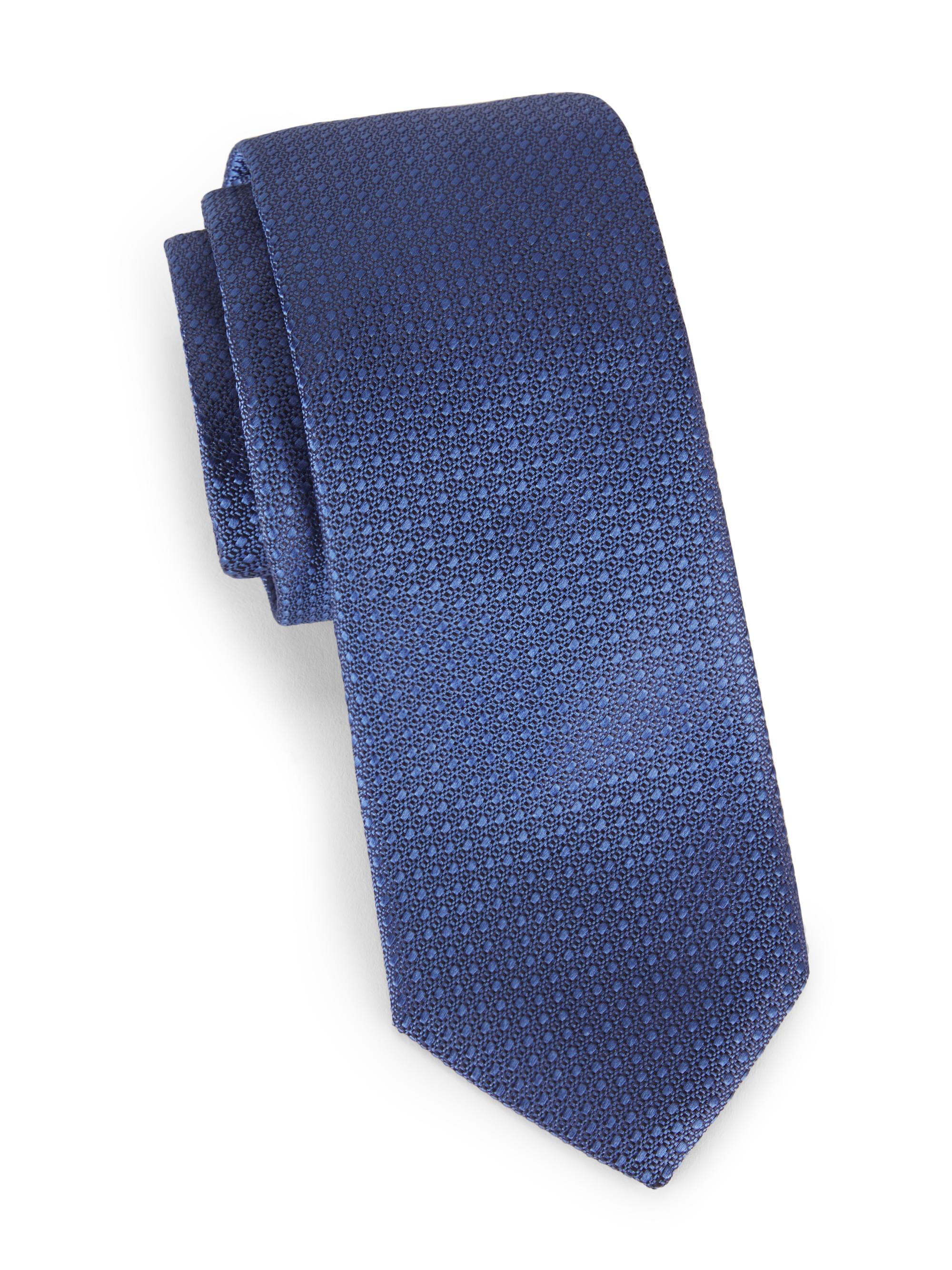 Canali Men's Neat Woven Silk Tie - Blue