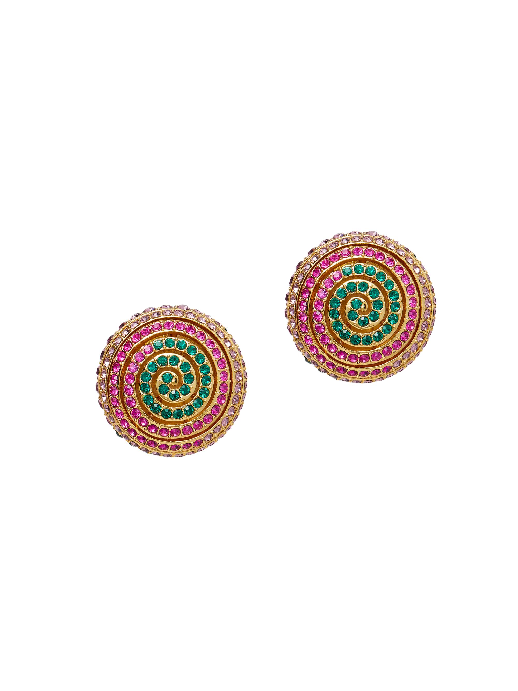 Lele Sadoughi Women's Spiral 14K-Gold-Plated & Crystal Button Earrings - Jeweled Meadow