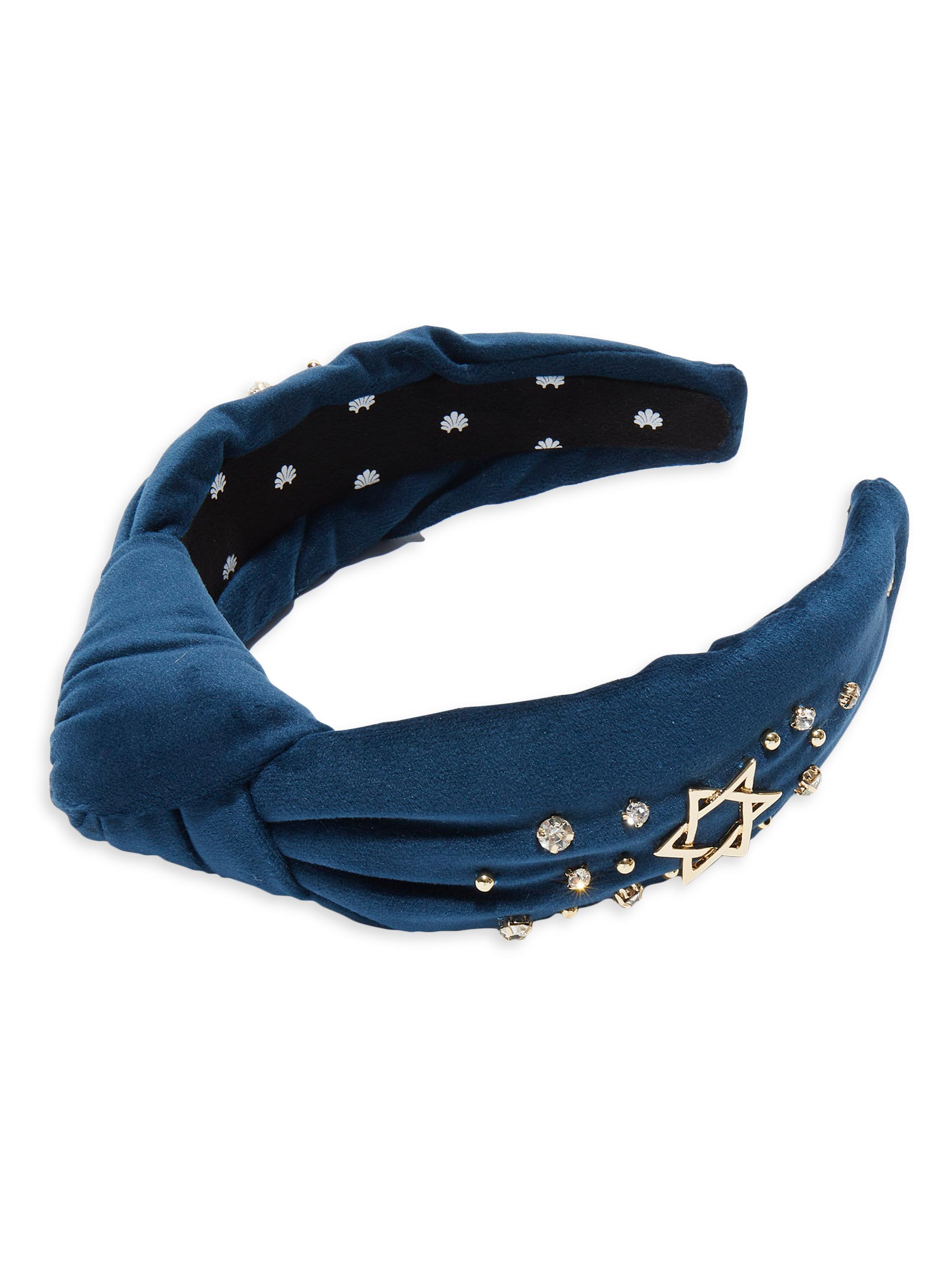Lele Sadoughi Women's Star Of David Embellished Velvet Knotted Headband - Navy