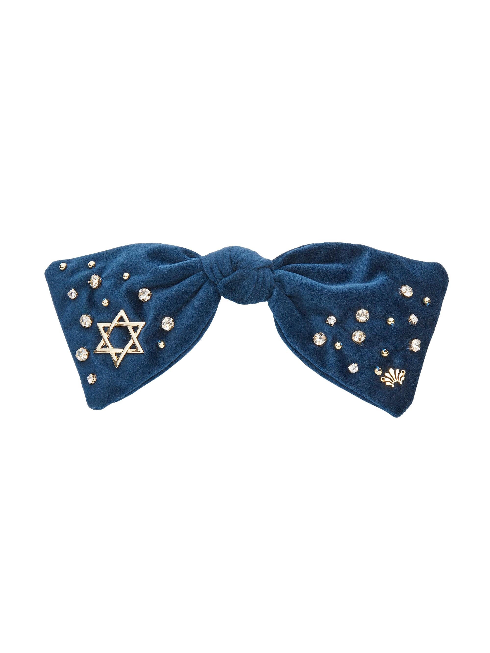 Lele Sadoughi Women's Paloma Embellished Velvet Bow Barrette - Navy