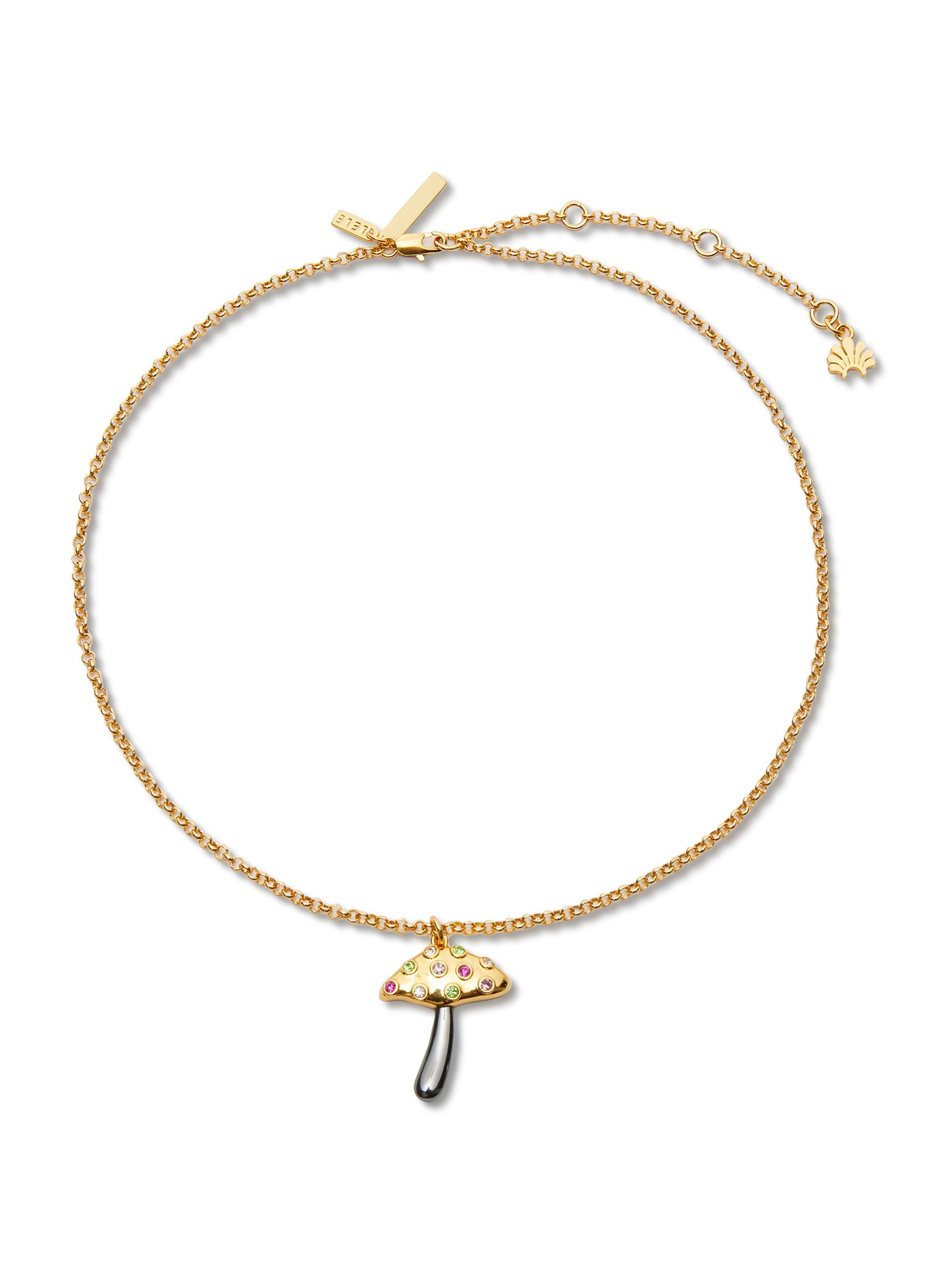 Lele Sadoughi Women's Mushroom Button 14K-Gold-Plated, Hematite-Plated & Crystal Pendant Necklace - Jeweled Meadow