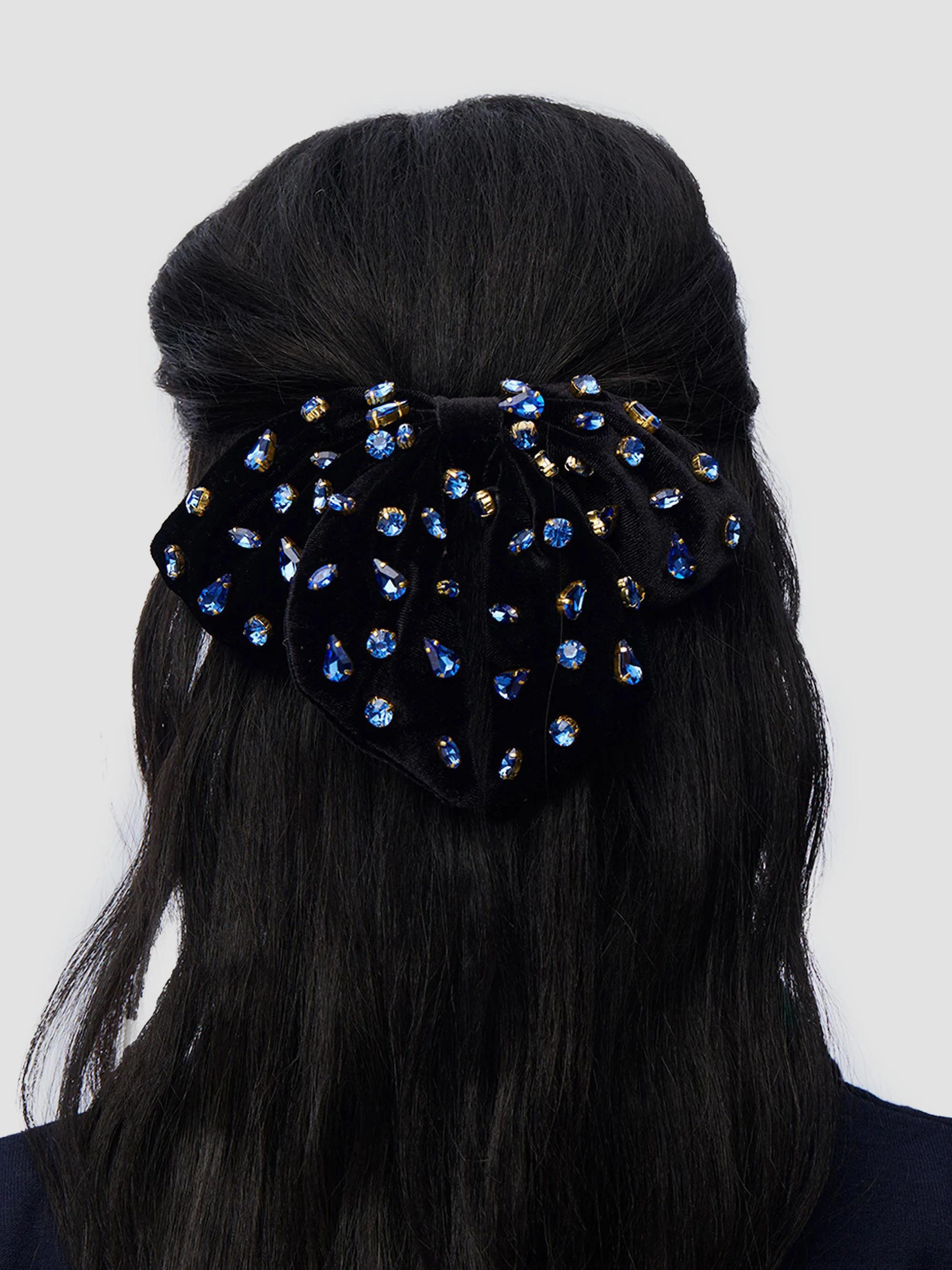 Lele Sadoughi Candy Oversized Velvet & Crystal Bow Barrette  display picture 1