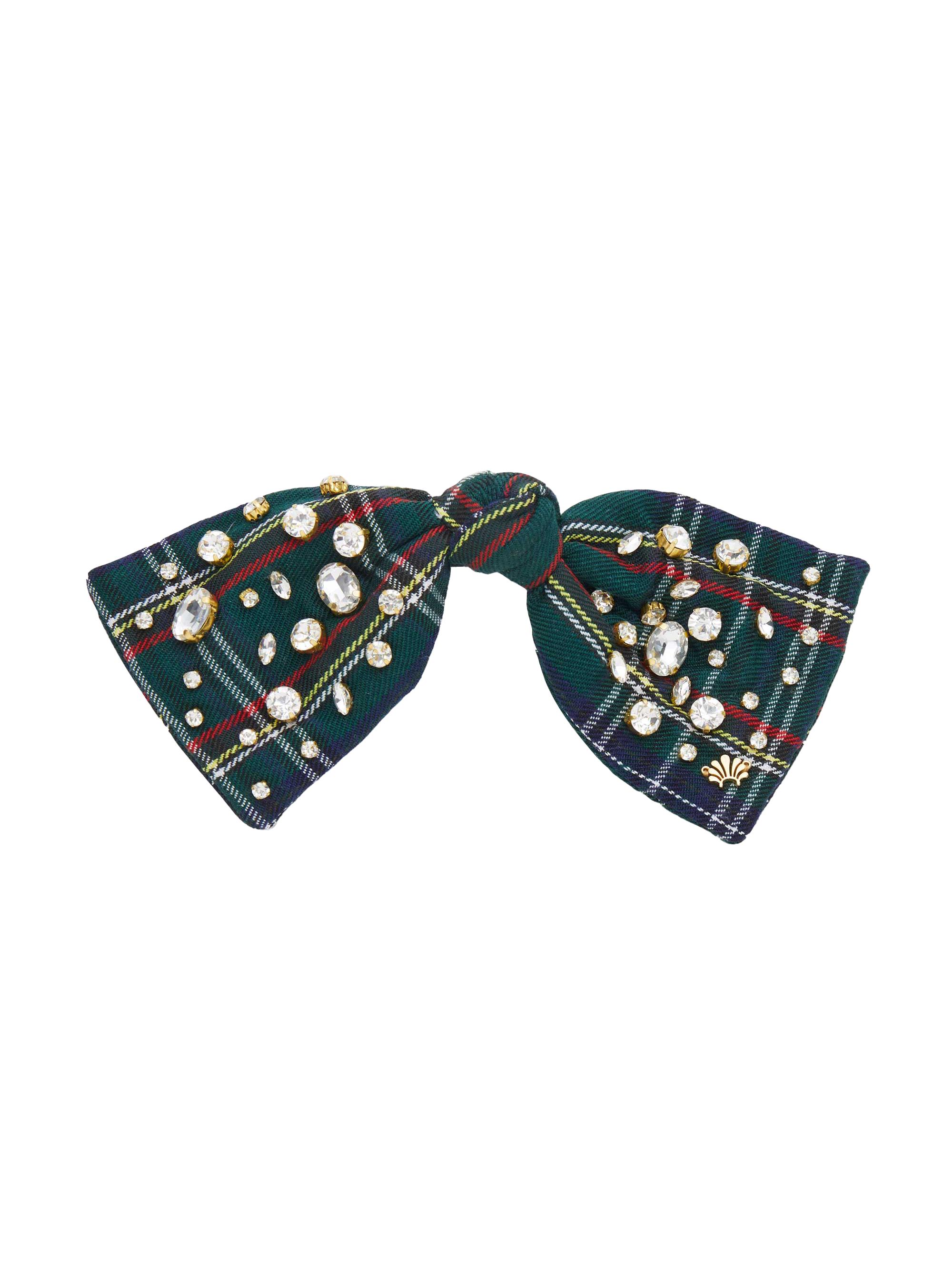 Lele Sadoughi Women's Paloma Crystal Bow Barrette - Holiday Plaid