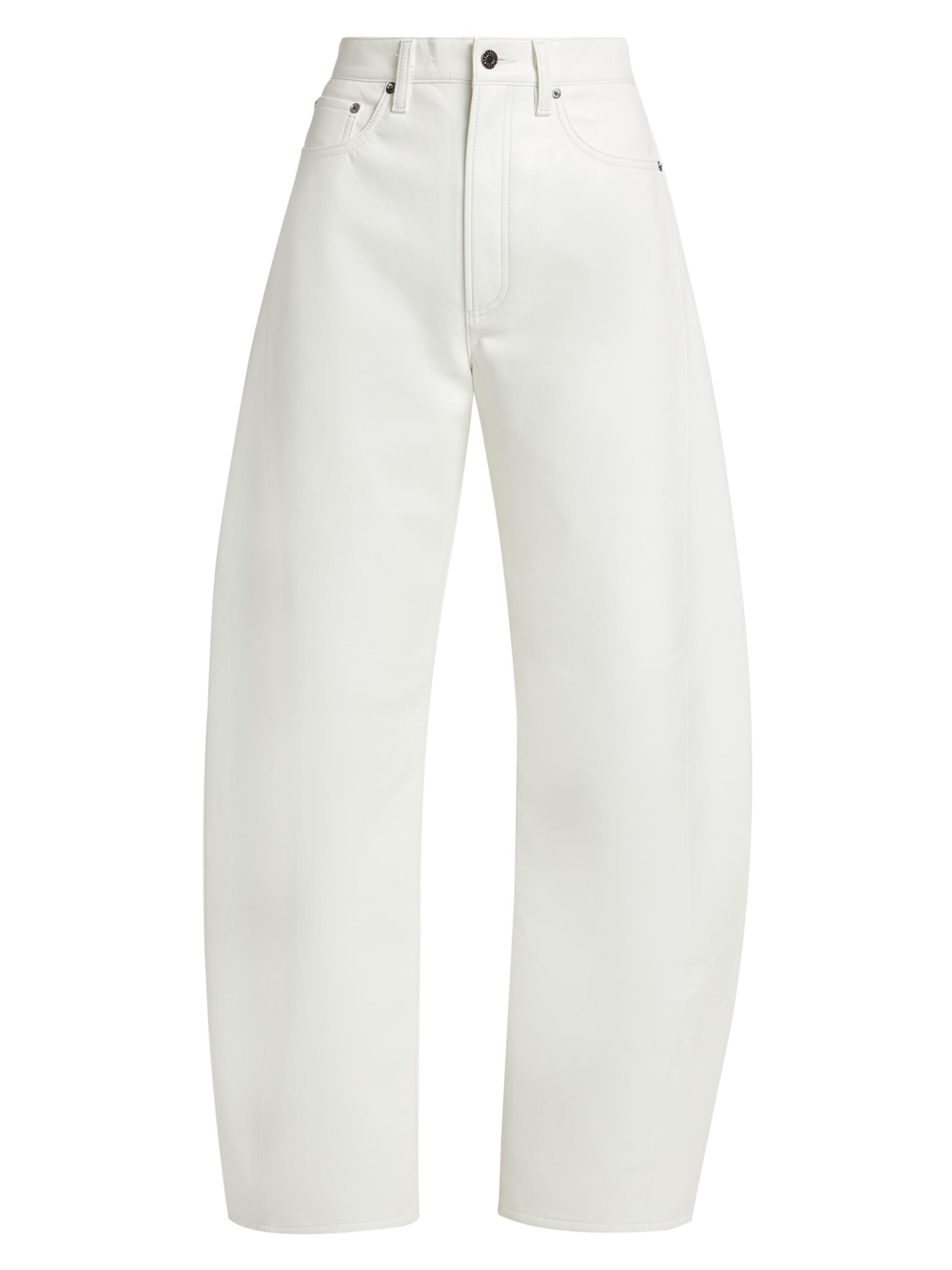 Agolde Women's Luna Pieced Leather High-Rise Tapered Pants - Lace Eggshell