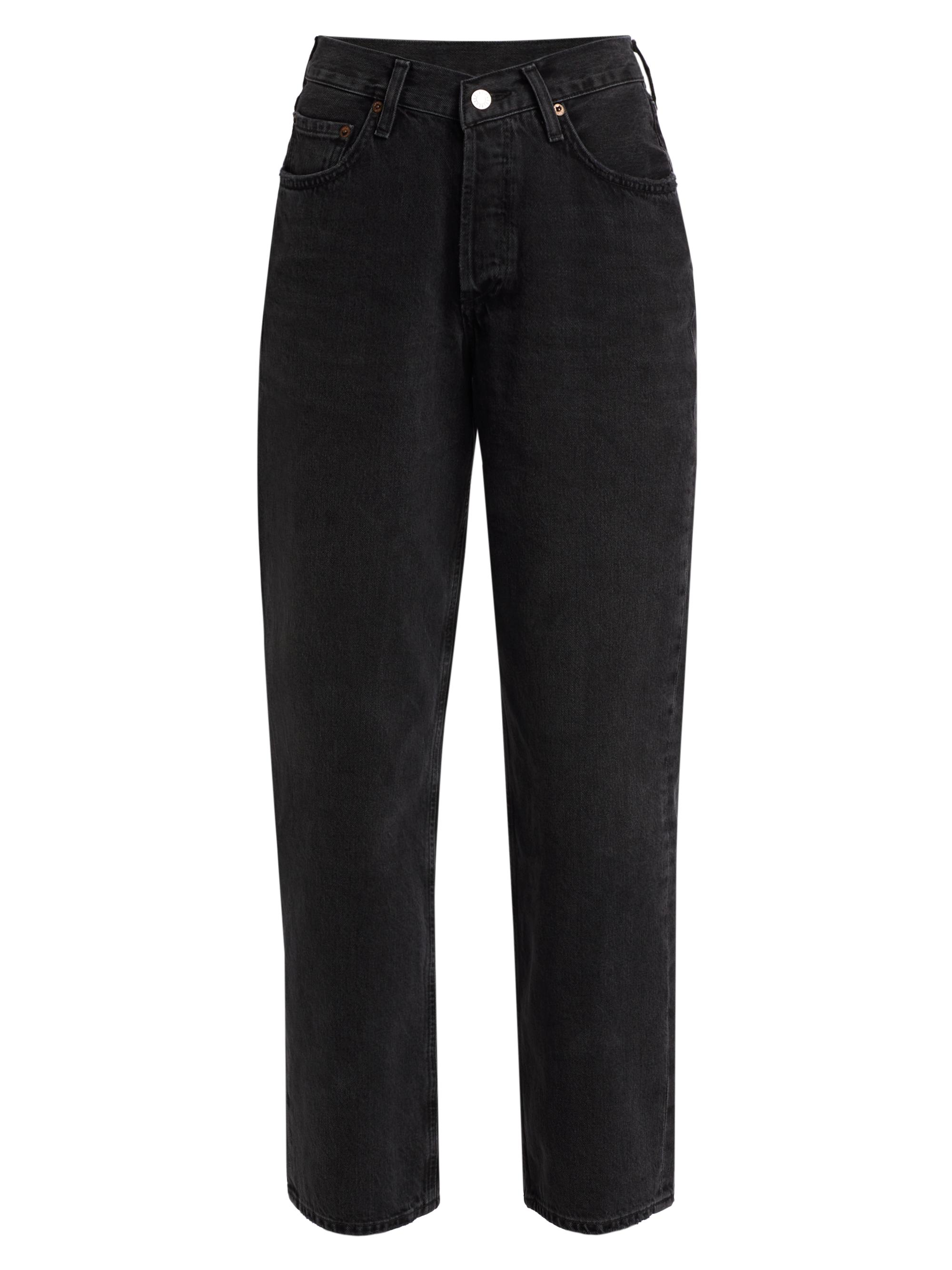 Agolde Women's Baggy Straight-Leg Jeans - Hitch Black With Finished Hem