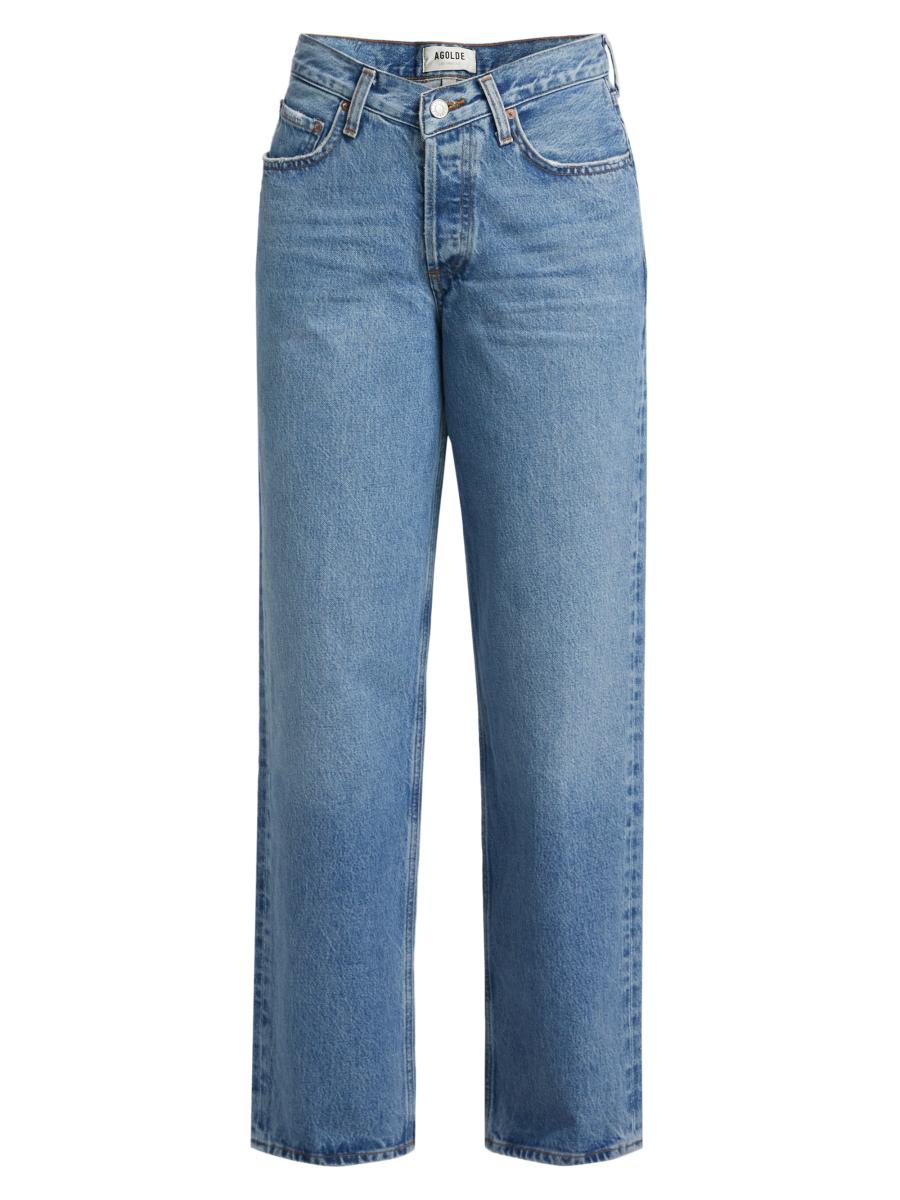 パンツ AGOLDE Women Straight Pants A2081535 FRWA BLUE AGOLDE V-Waist baggy jeans Fairway coloured | TheDoubleF