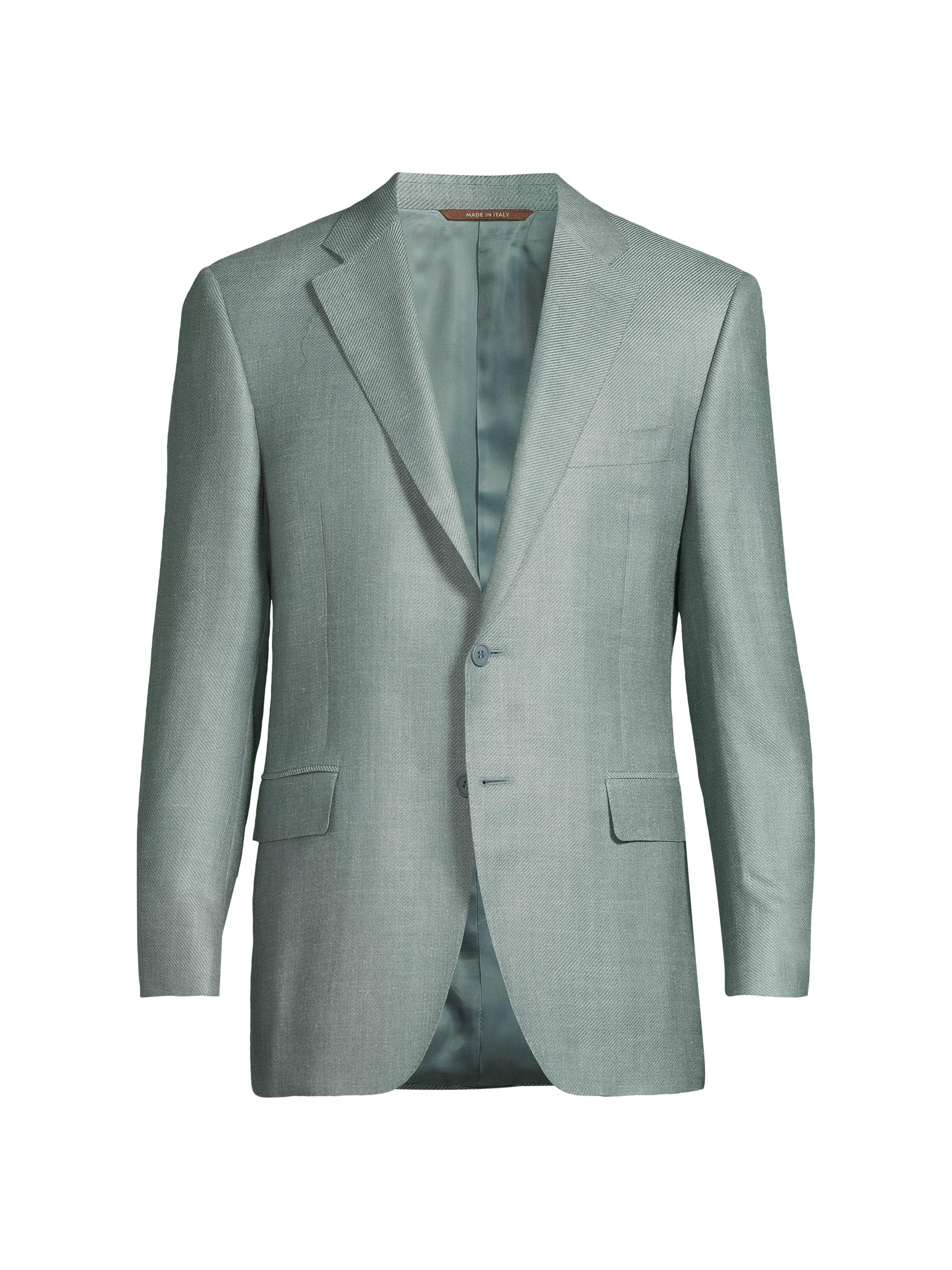 Canali Men's Lux Solid Diagonal Weave Sportcoat - Green