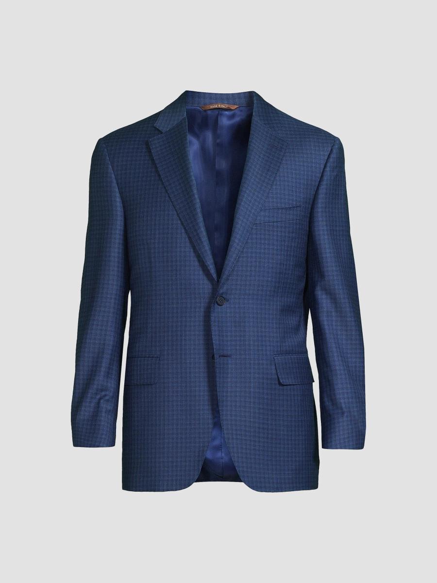 Canali Men's Micro-plaid Wool Business Sport Coat In Blue