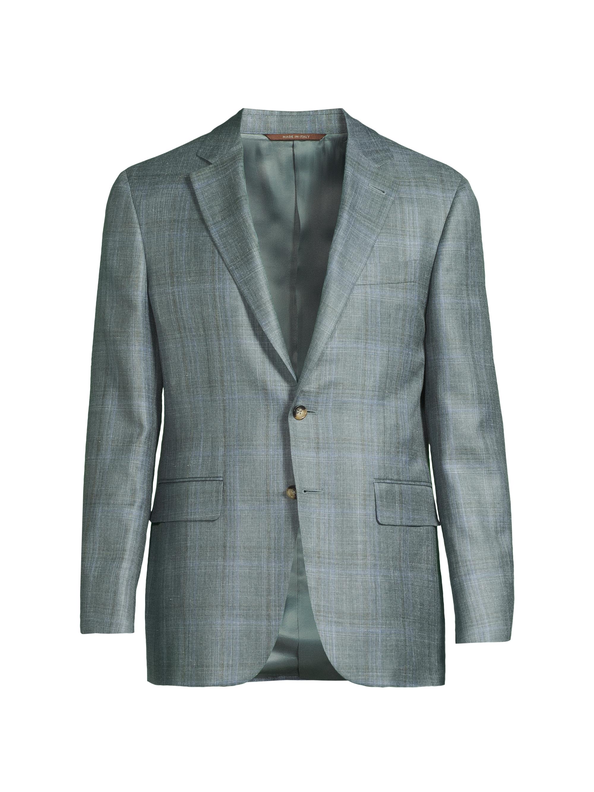 Canali Men's Plaid Wool-Silk-Linen Sport Coat - Green