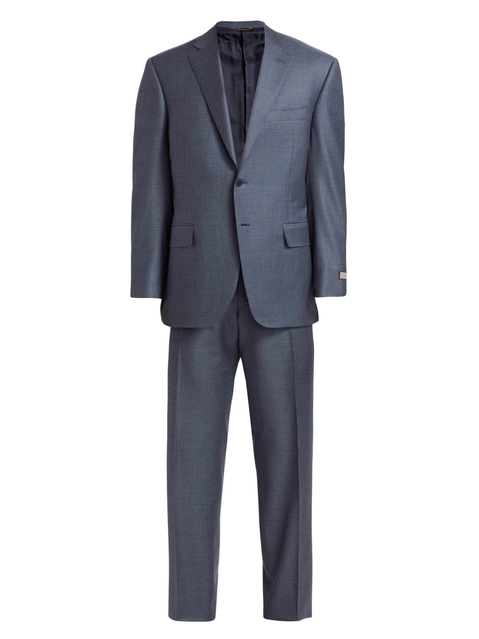 Canali Men's Micro Houndstooth Classic-Fit Wool Suit - Blue
