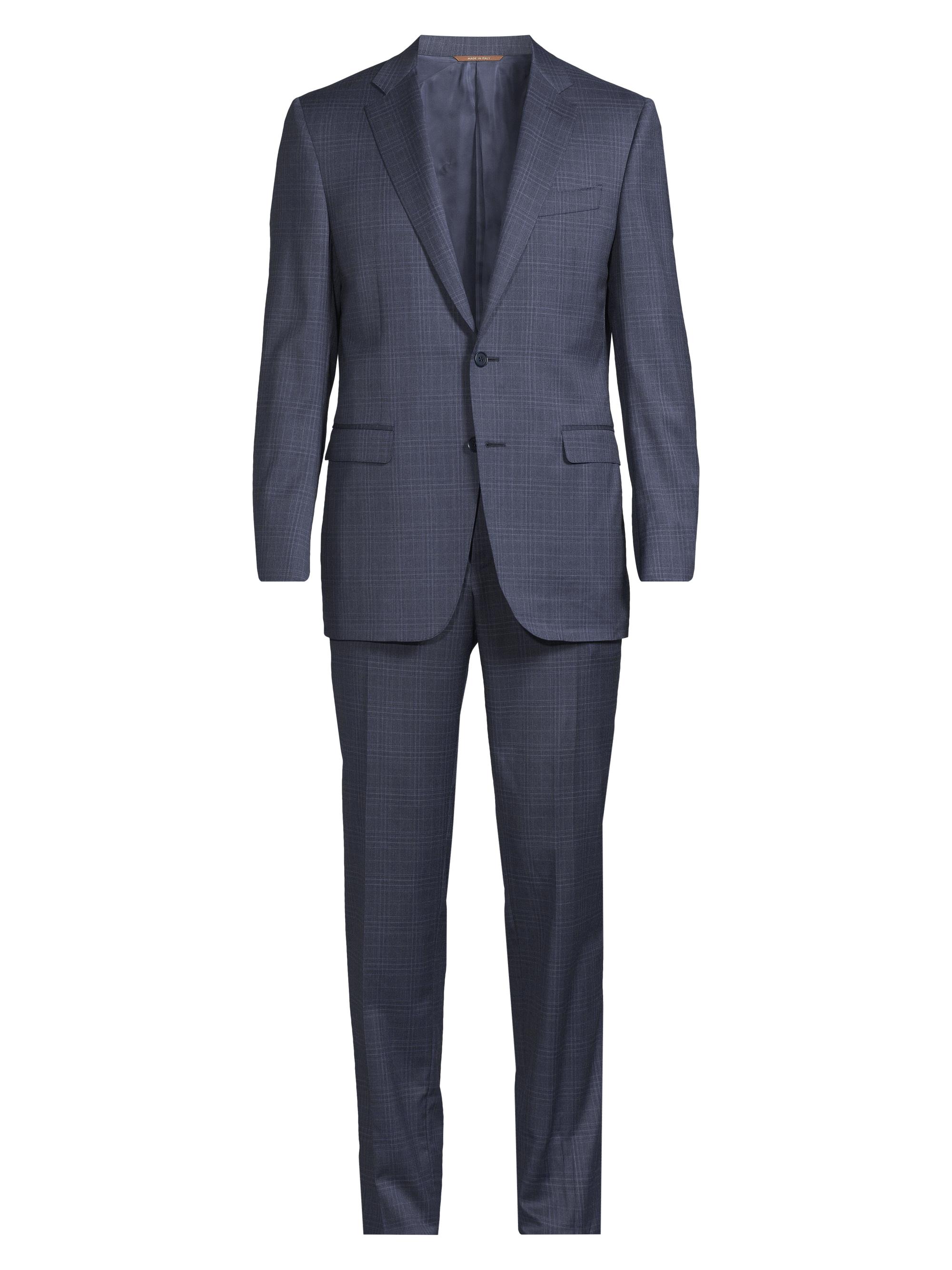 Canali Men's Plaid Wool Modern-Fit Suit - Blue