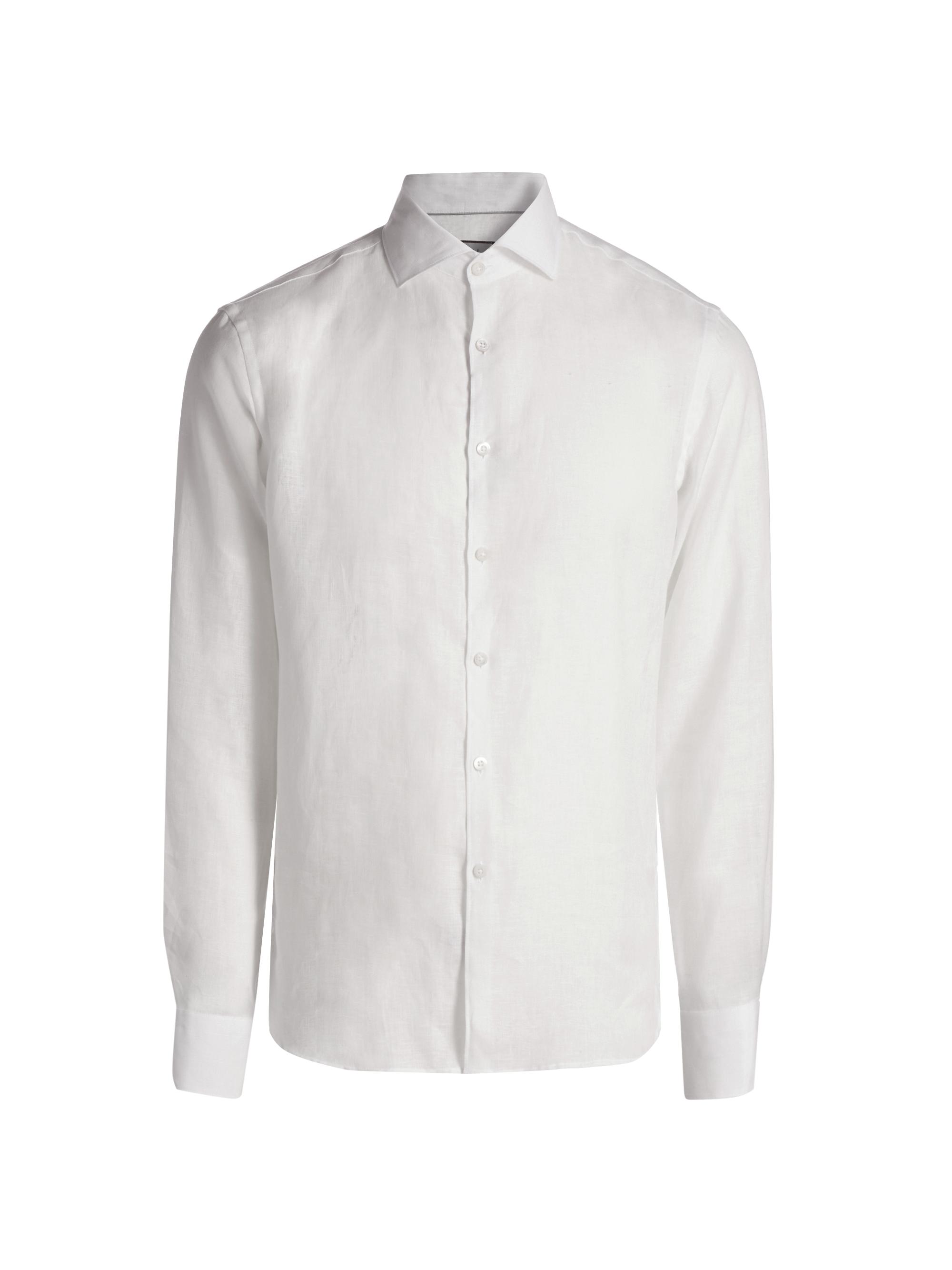 Emporio Armani Striped Linen-Cotton Sport Shirt | Saks Fifth Avenue