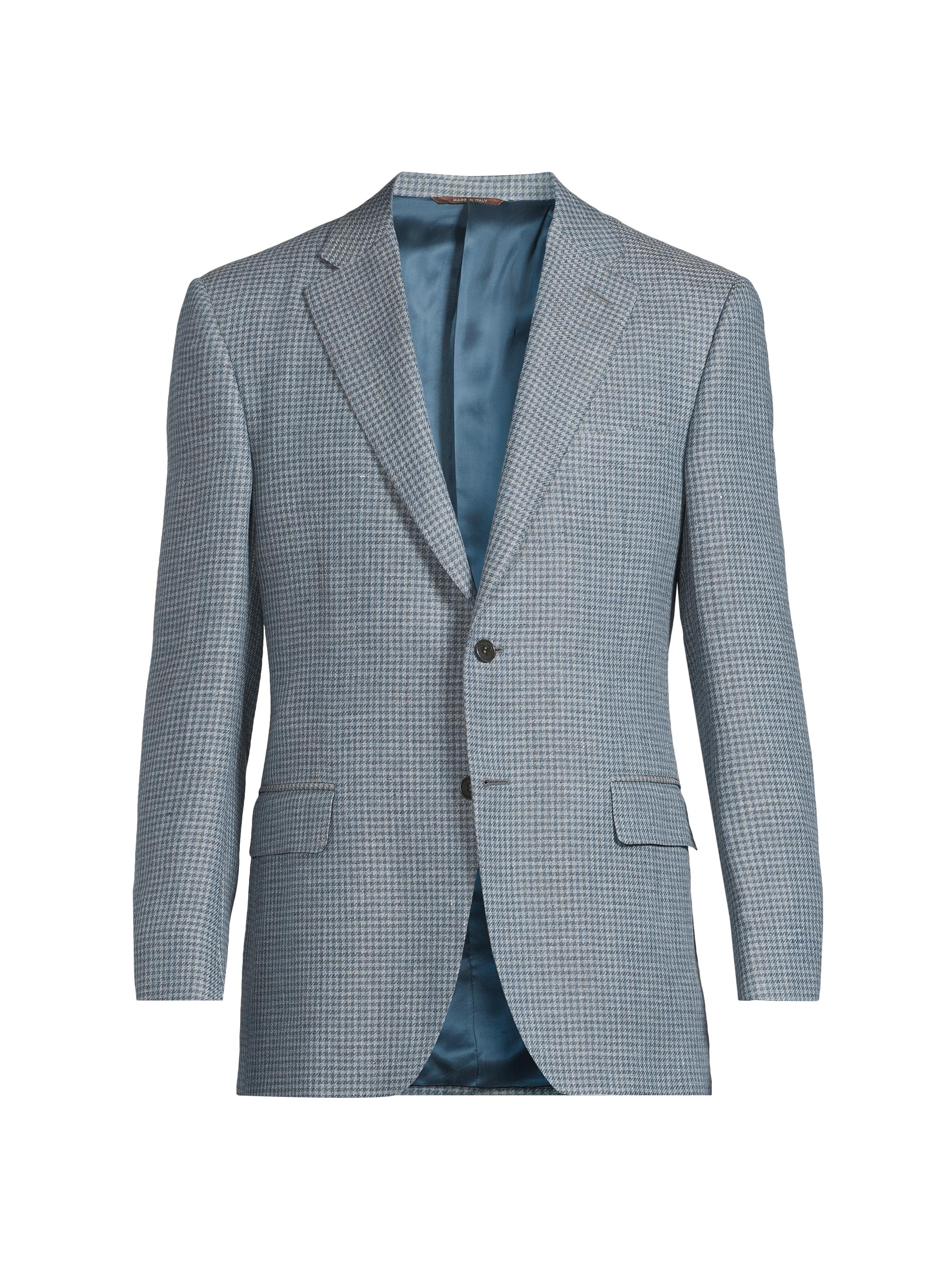 Canali Men's Houndstooth Linen-Wool Sportcoat - Green