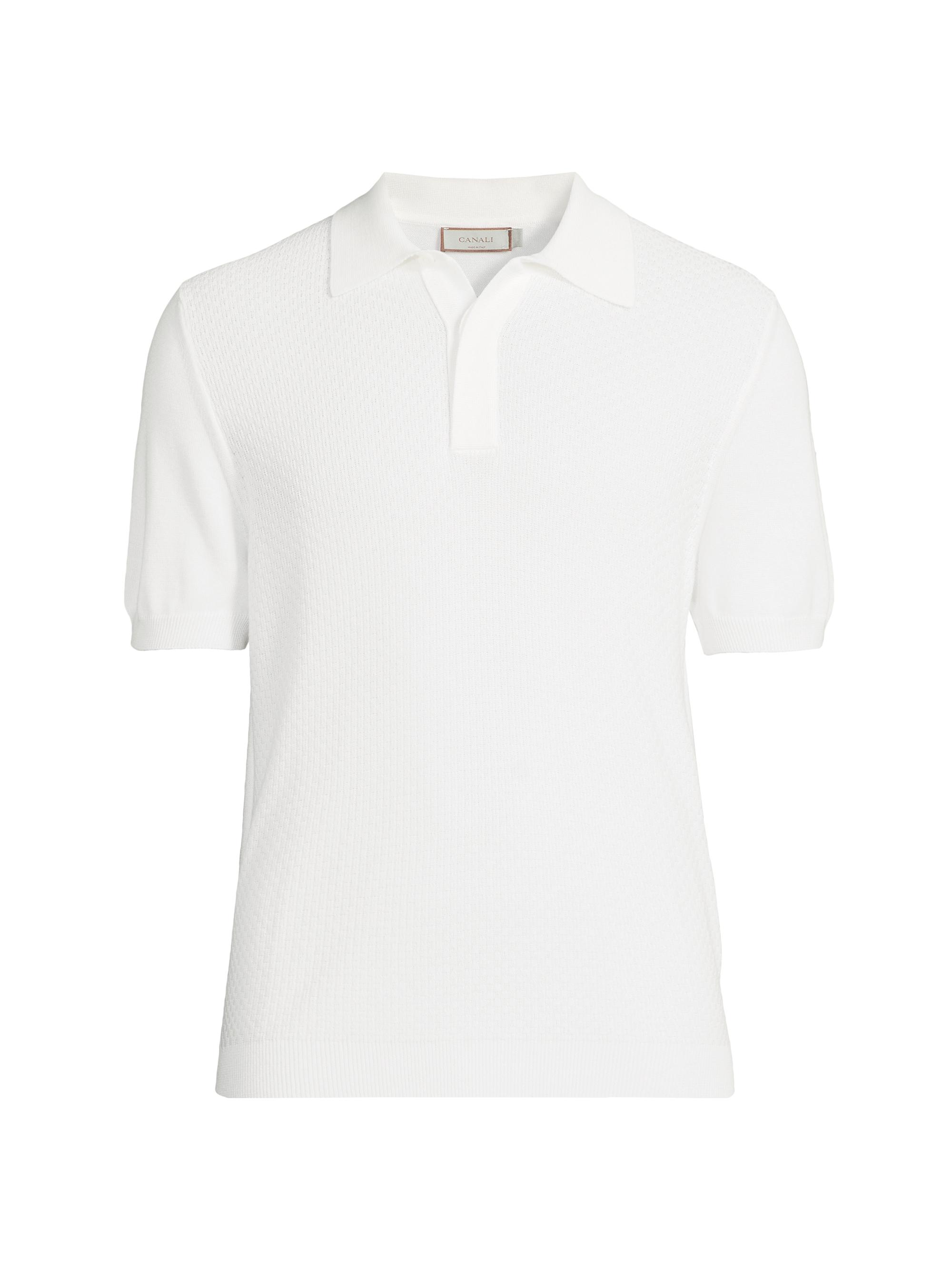 Canali Men's Knit Polo Shirt - White