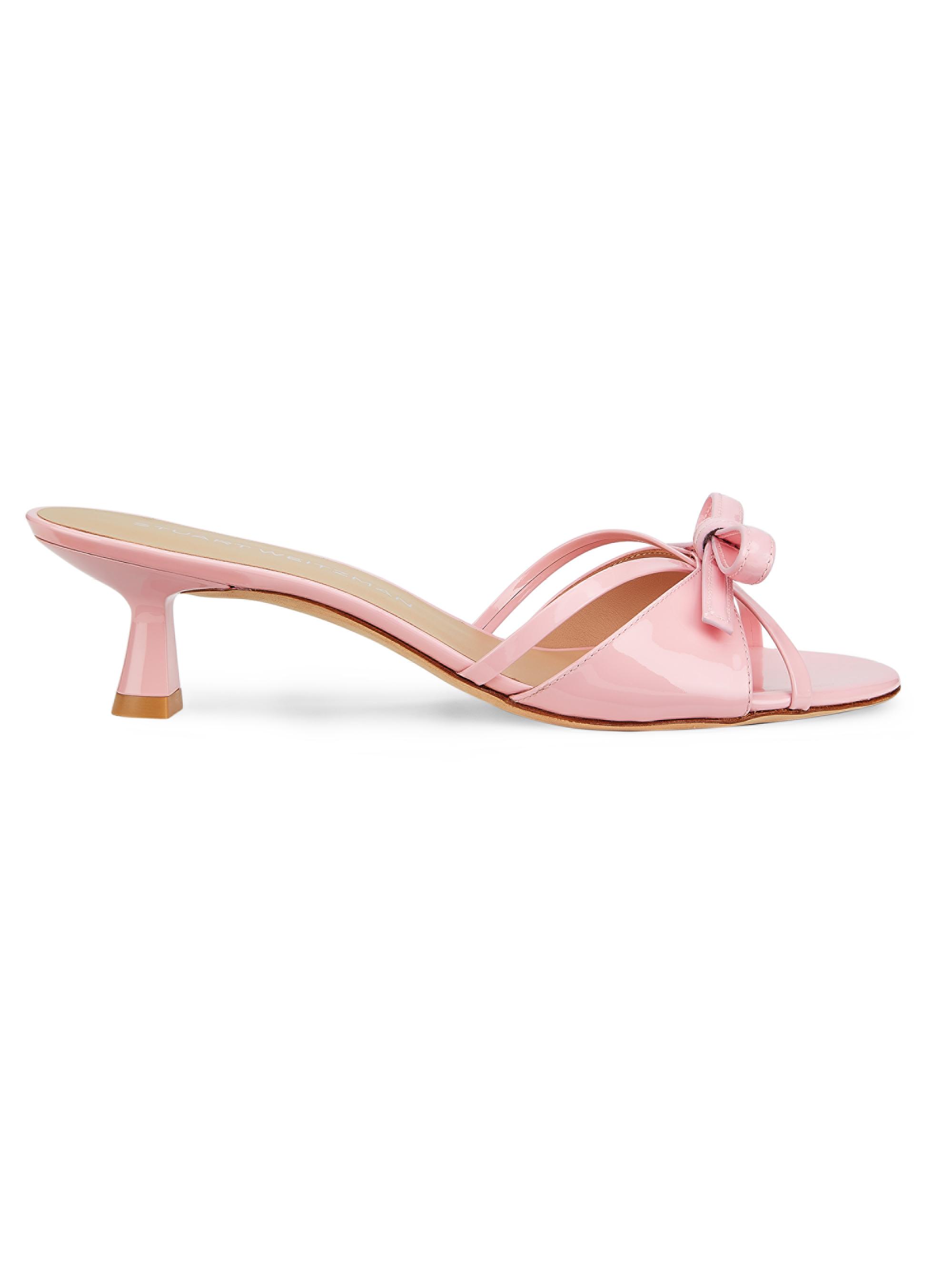 Stuart Weitzman Women's Felicity 50MM Leather Slide Sandals - Pink Marshmallow