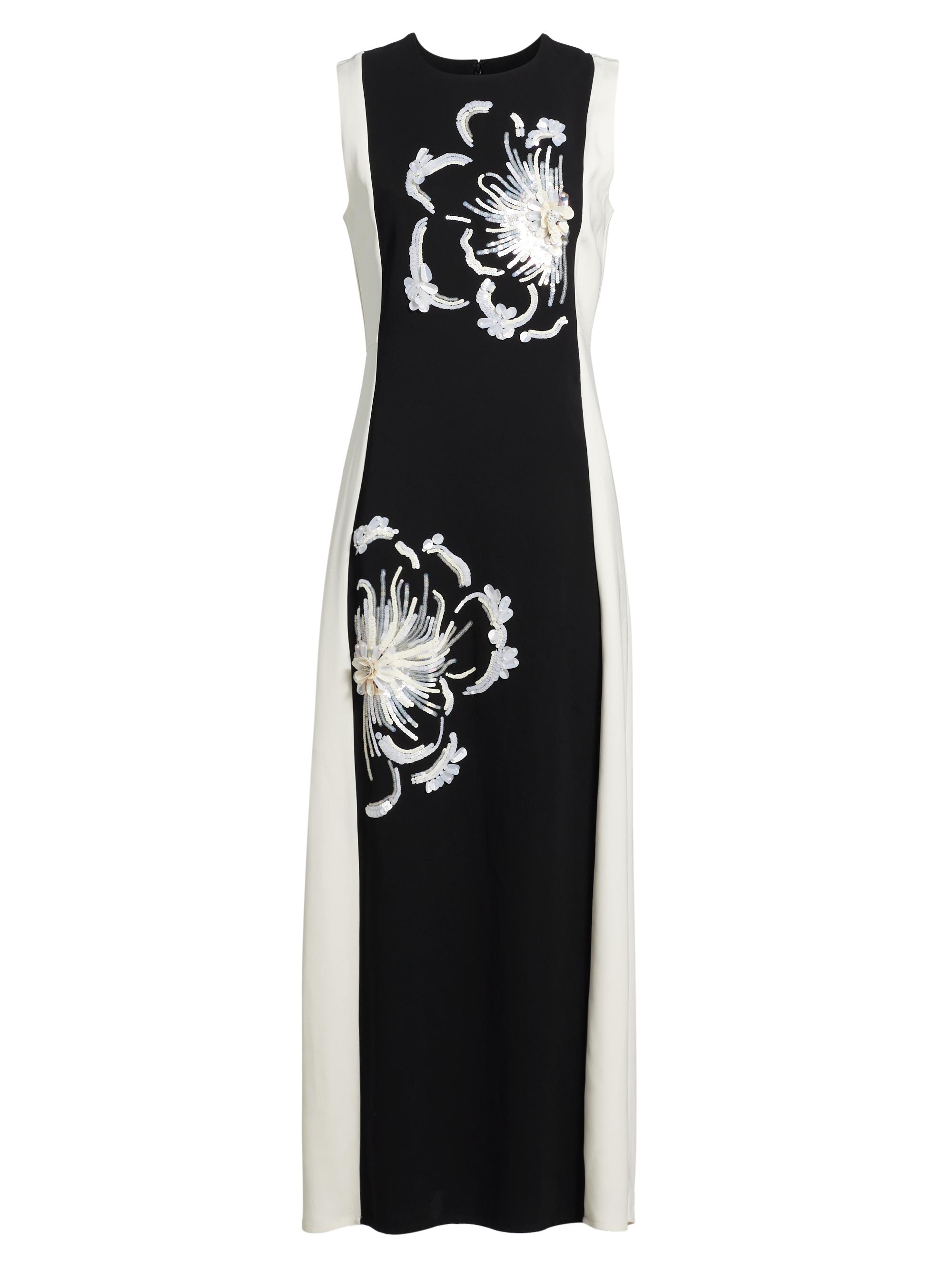 Tanya Taylor Women's Colette Sequined Floral Stretch-Crêpe Midi-Dress - Black Cream