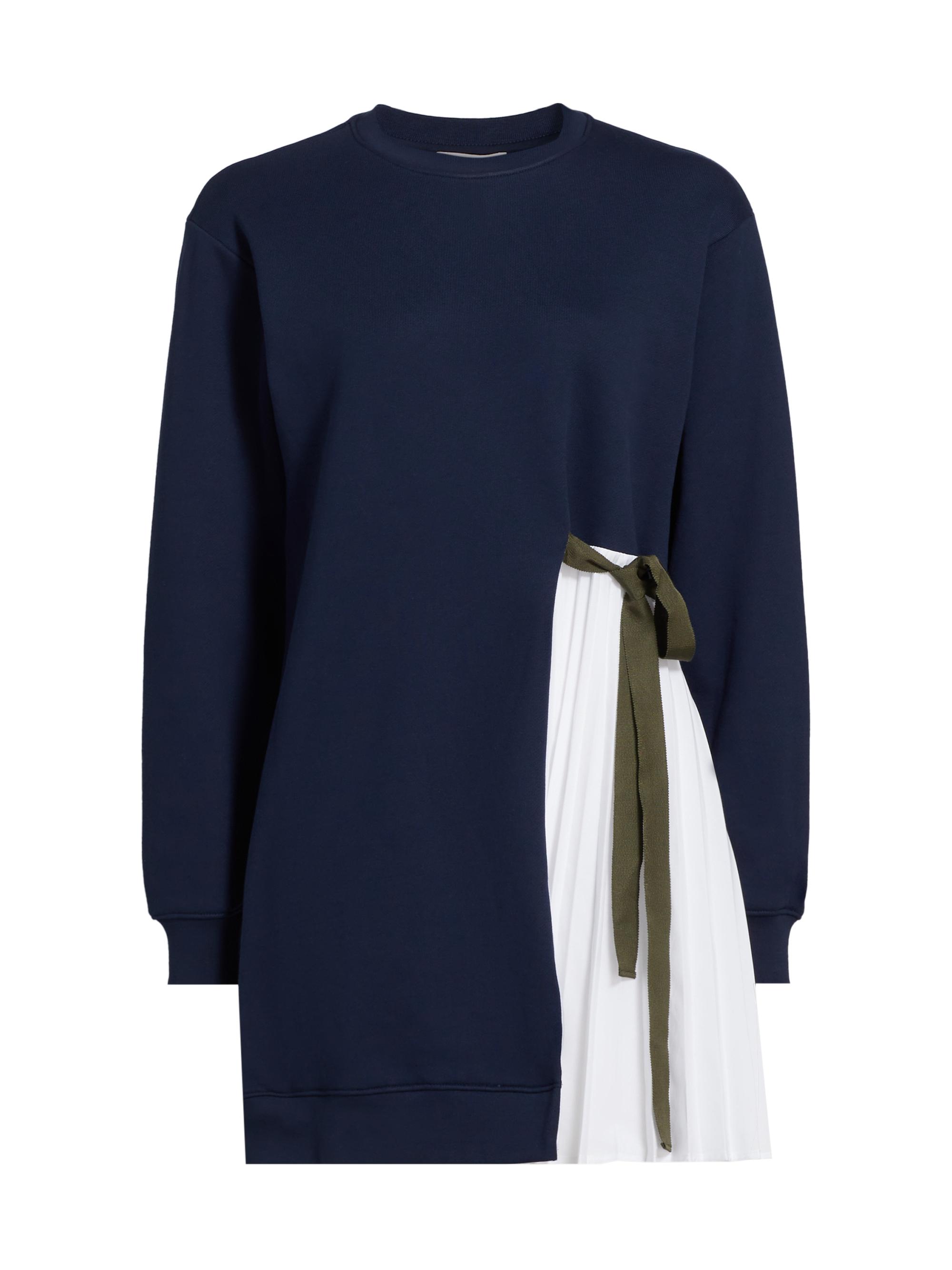 Tanya Taylor Women's Callie Mix Media Tie Minidress - Maritime Blue White