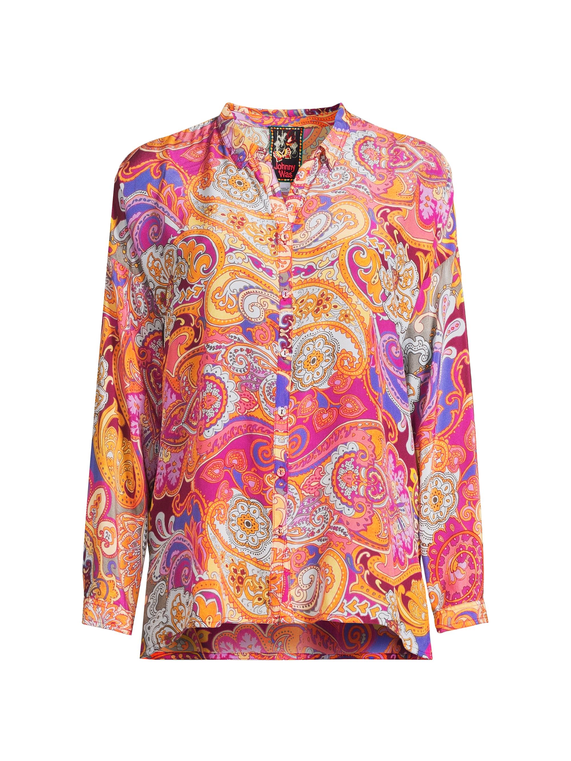 Johnny Was Women's The Audrey Paisley Silk Oversized Blouse - Sandalwood Pink