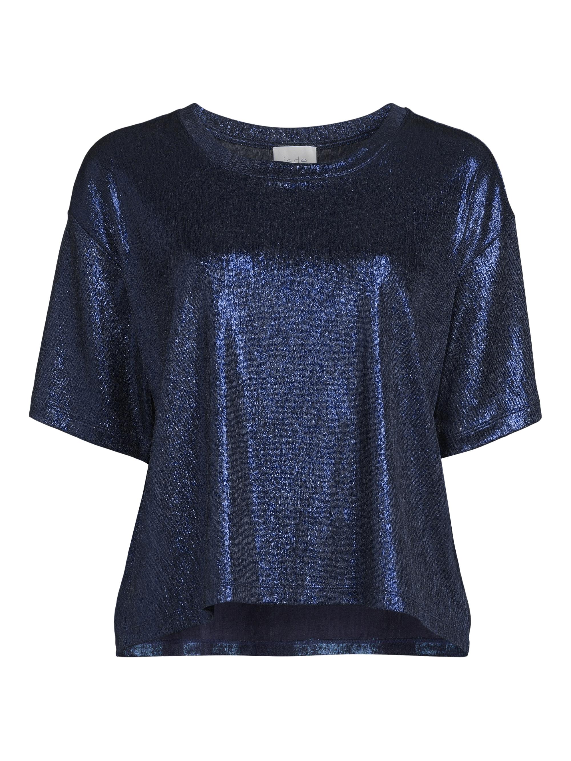 Johnny Was Women's Andi Oversized Metallic T-Shirt - Metallic Sapphire Blue
