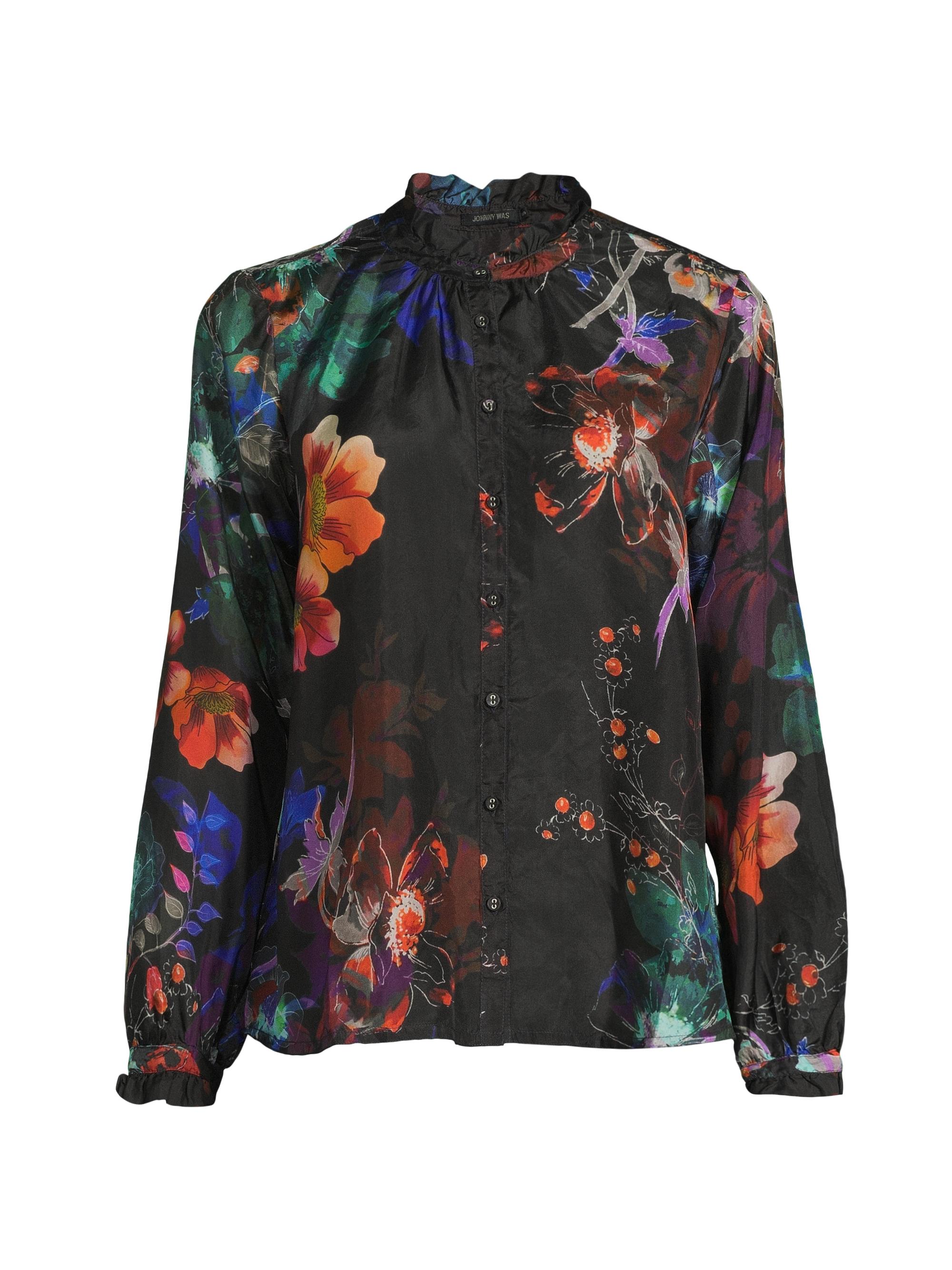 Johnny Was Jolene Floral Silk Ruffled Blouse | Saks Fifth Avenue