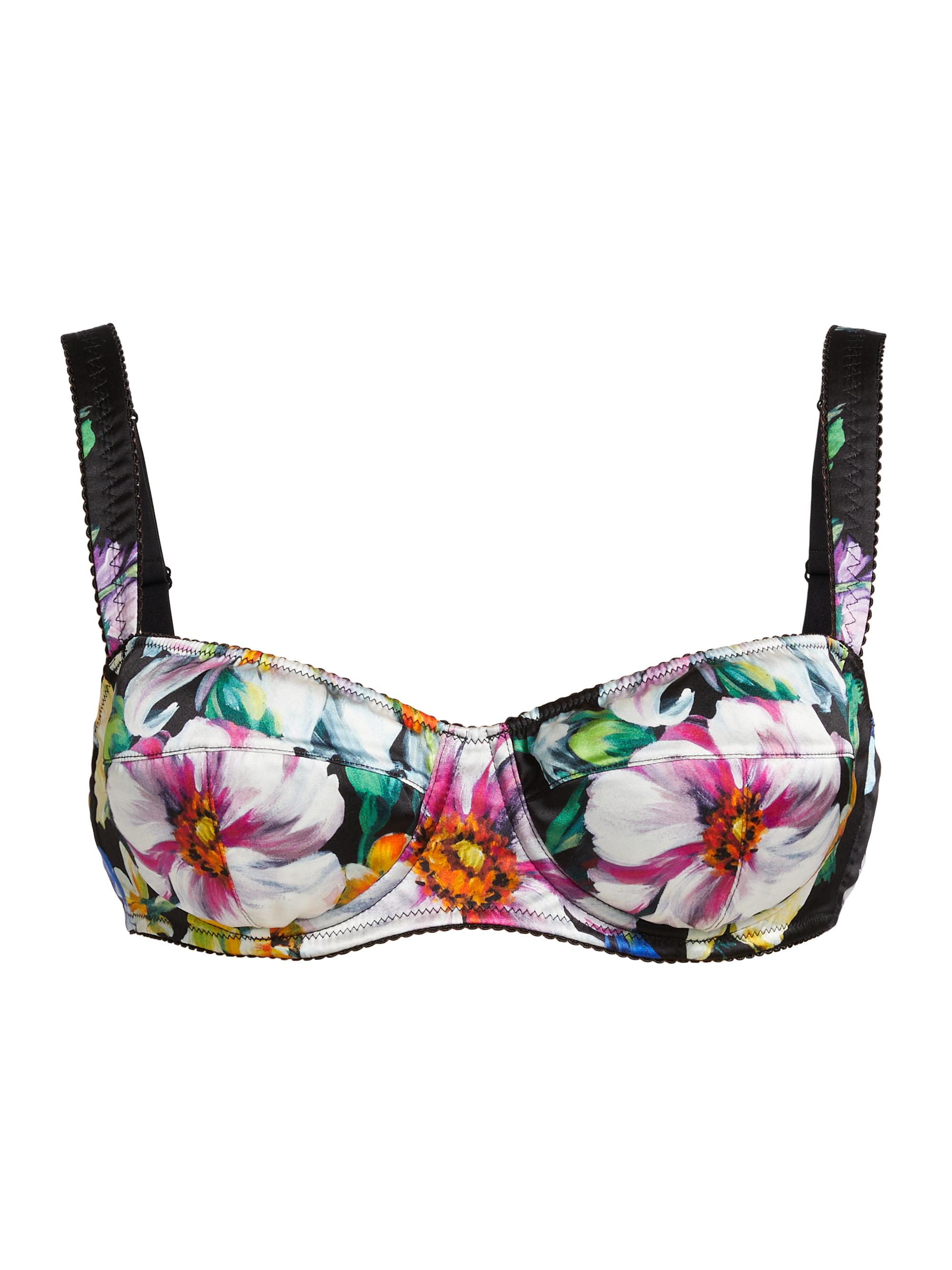 Dolce & Gabbana Women's Balconette Rose Print Bra - Mix Fiori Nero