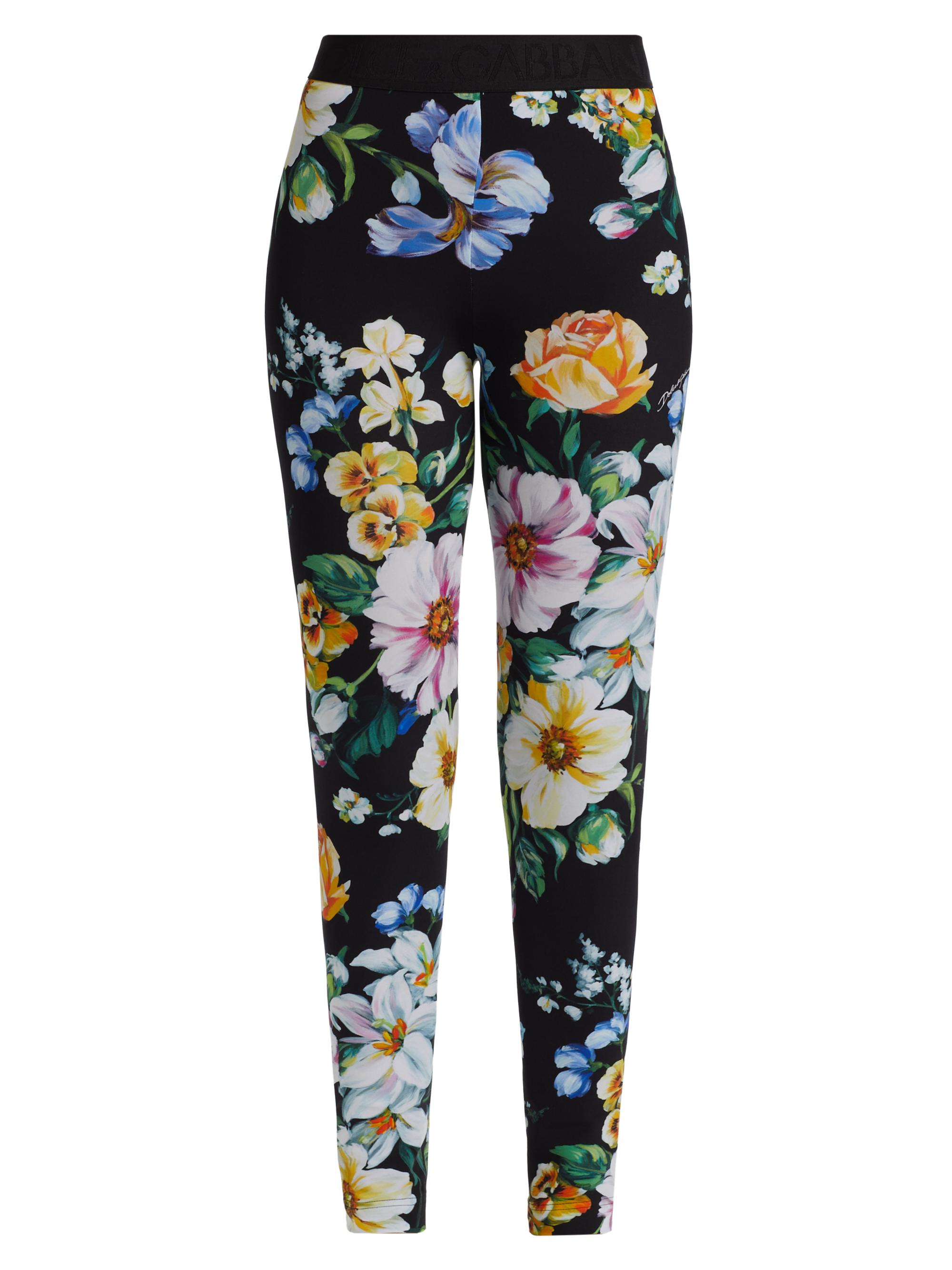 Dolce & Gabbana Women's Mixed Foral Mid-Rise Leggings - Mix Fiori Nero