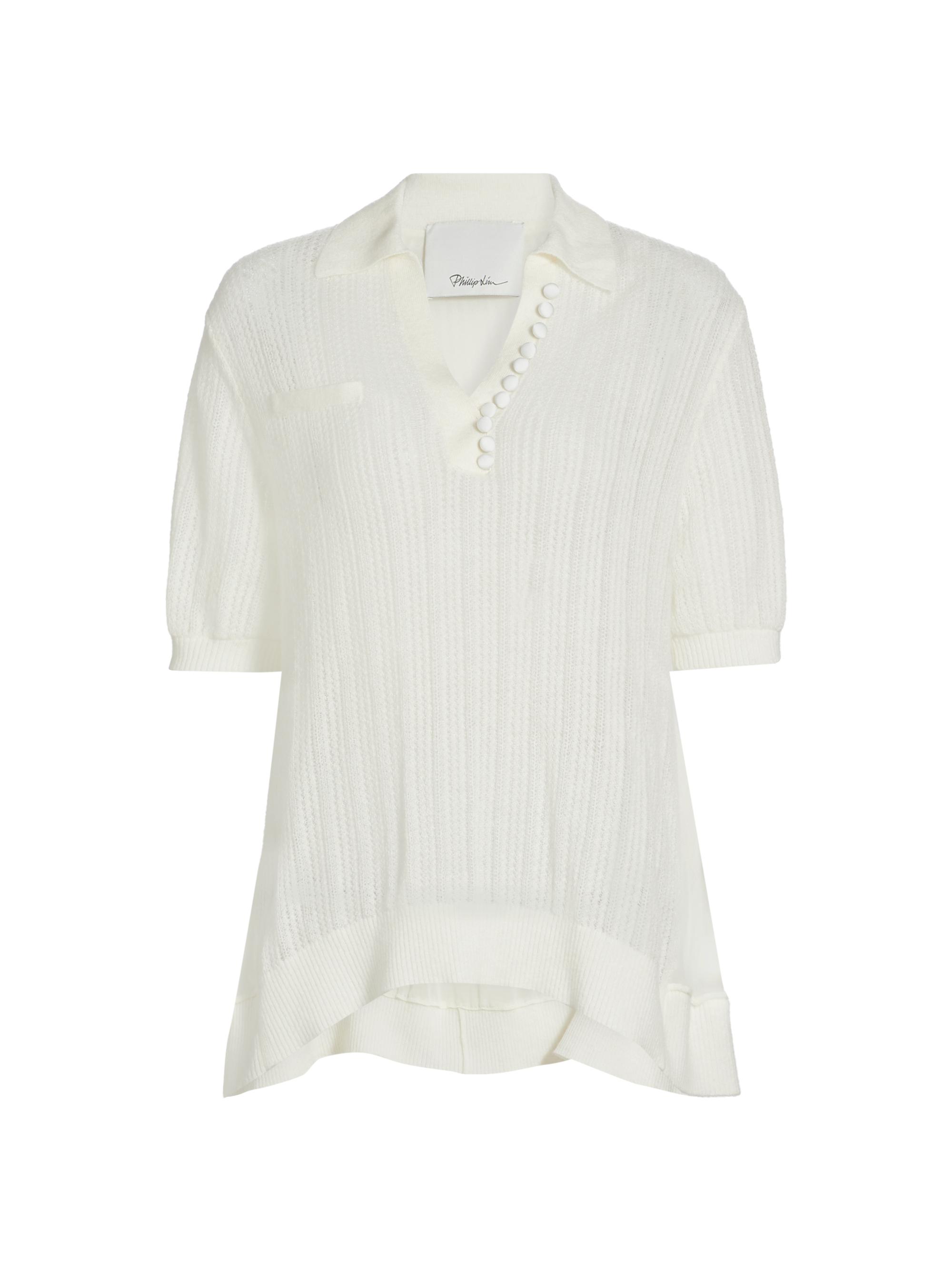 3.1 Phillip Lim Women's Airy Open Cable Double-Layer Polo Shirt -