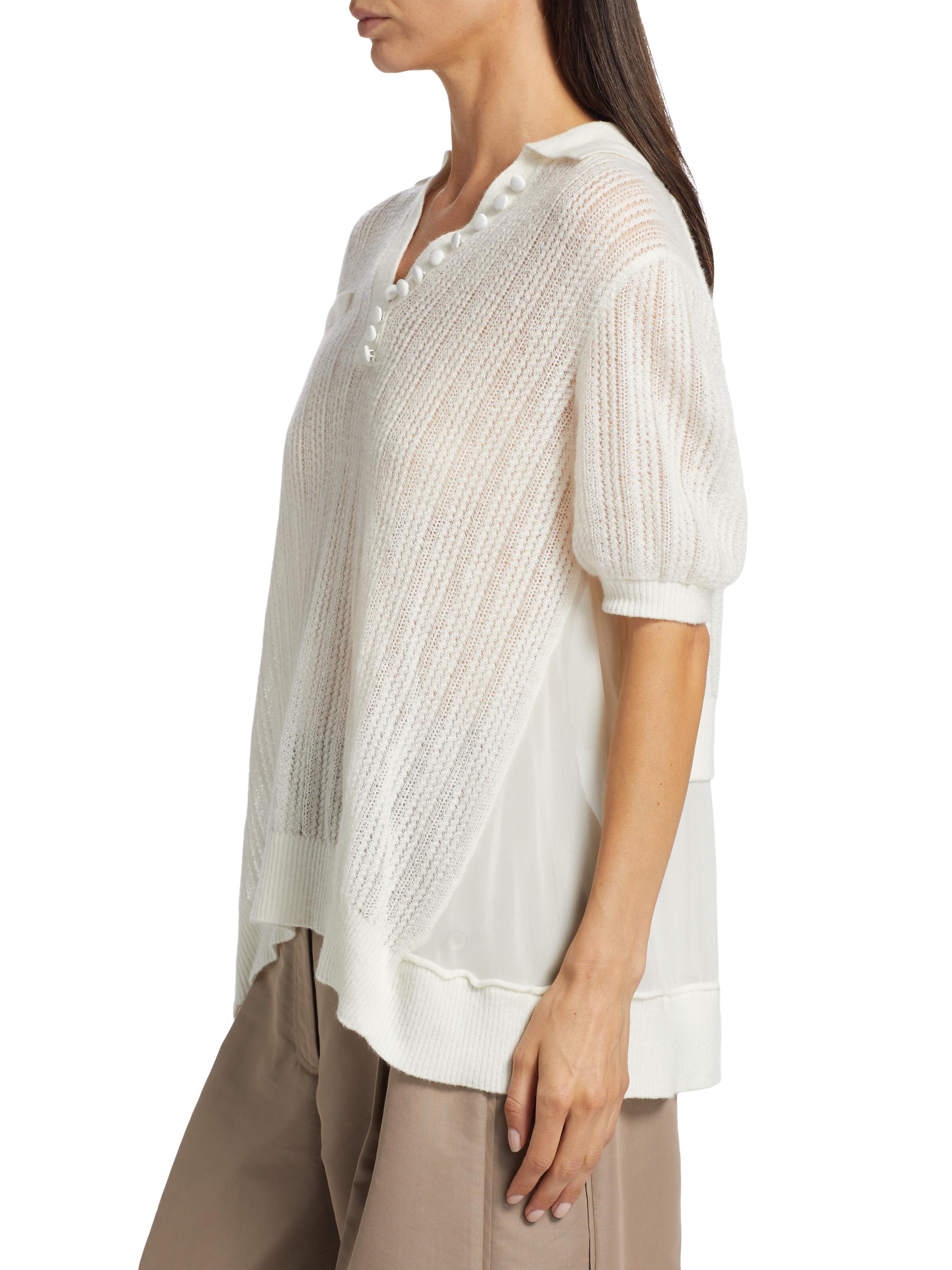 3.1 Phillip Lim Airy Open Cable Double-Layer Polo Shirt | Saks