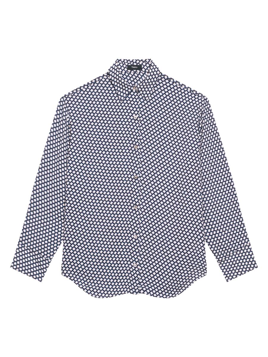 まきまき です★Geo Block GGT BF Shirt 24AW Theory Geo Block Boyfriend Shirt | Saks Fifth Avenue