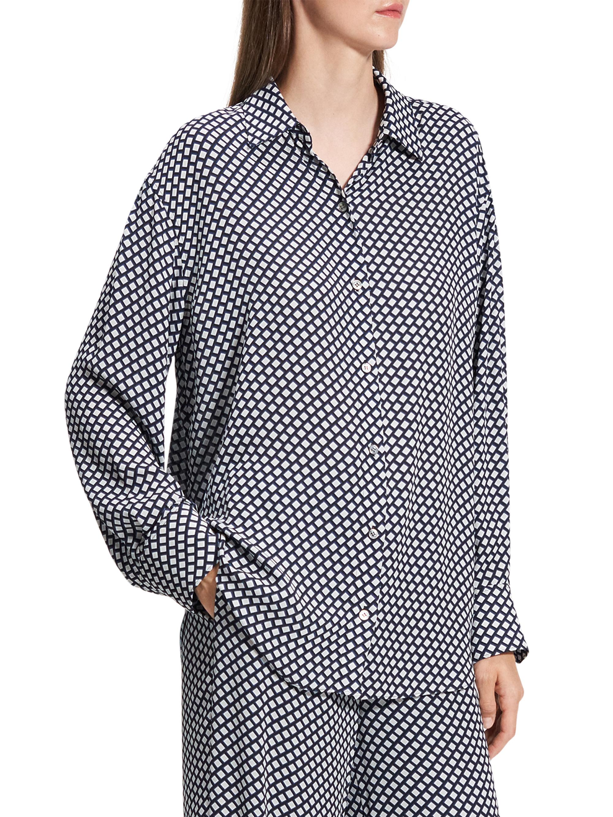 まきまき です★Geo Block GGT BF Shirt 24AW Theory Geo Block Boyfriend Shirt | Saks Fifth Avenue