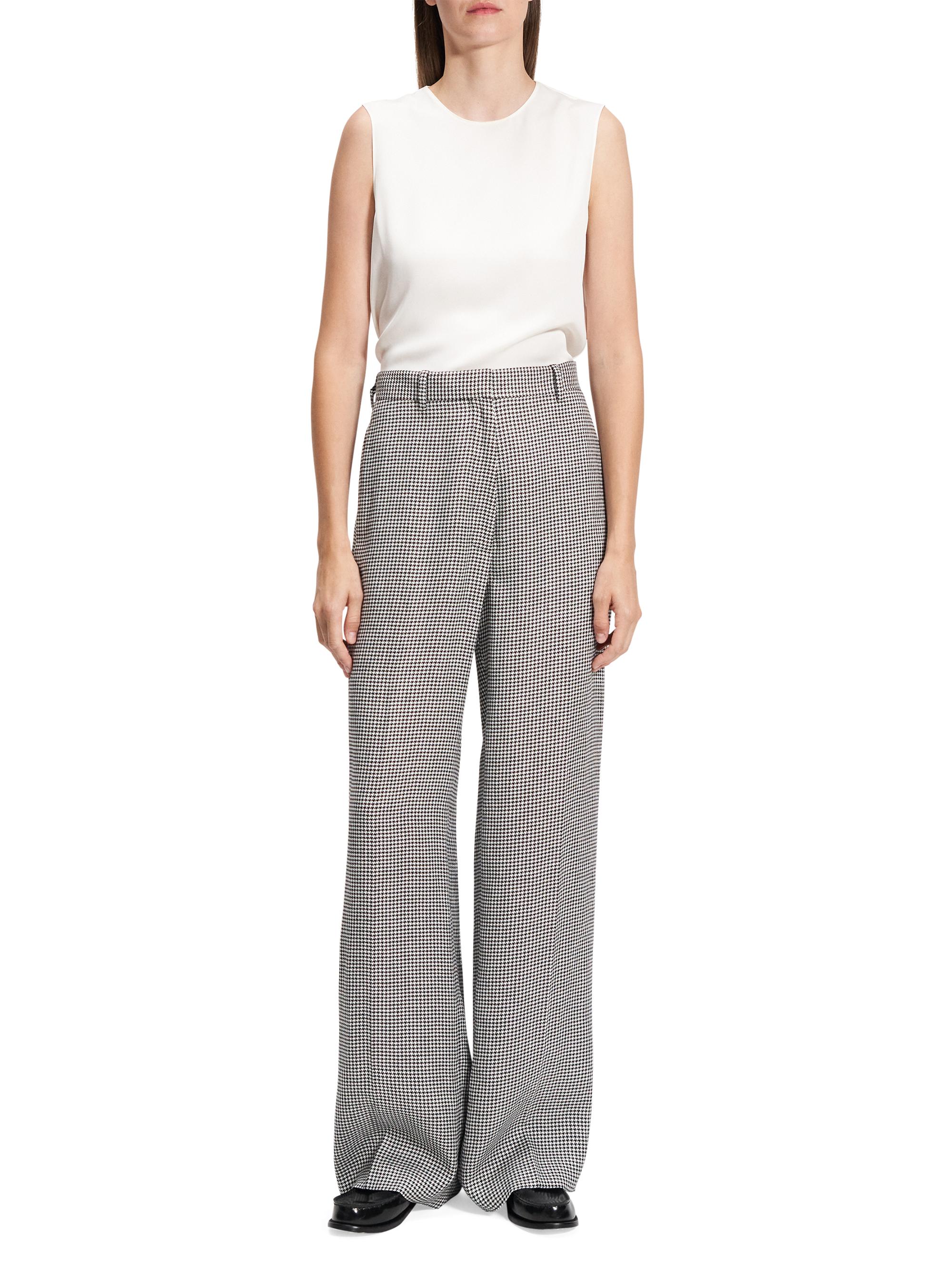 Theory Houndstooth Linen-Blend Straight Trousers | Saks Fifth Avenue
