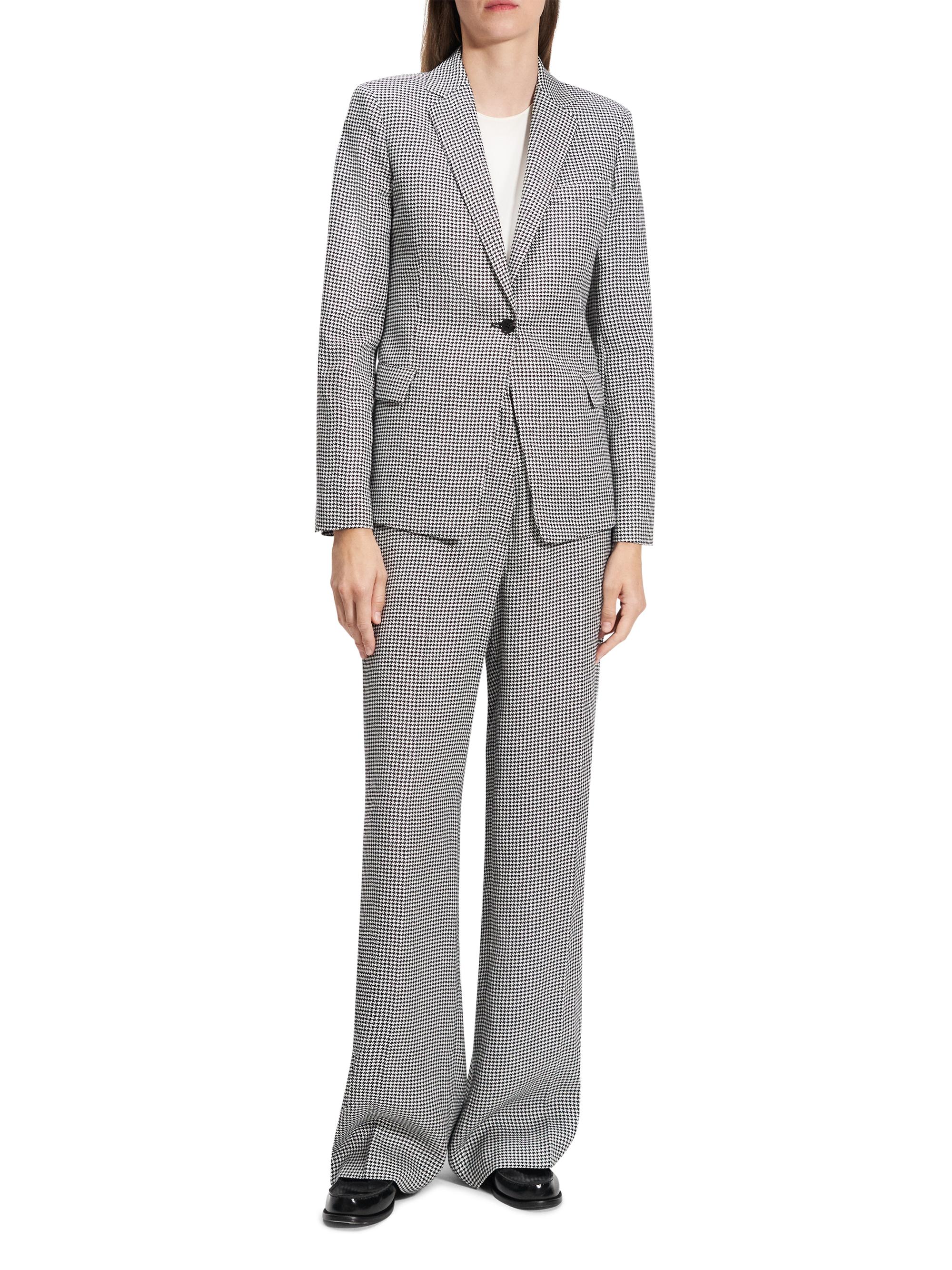 Theory Houndstooth Linen-Blend Slim-Fit Blazer | Saks Fifth Avenue