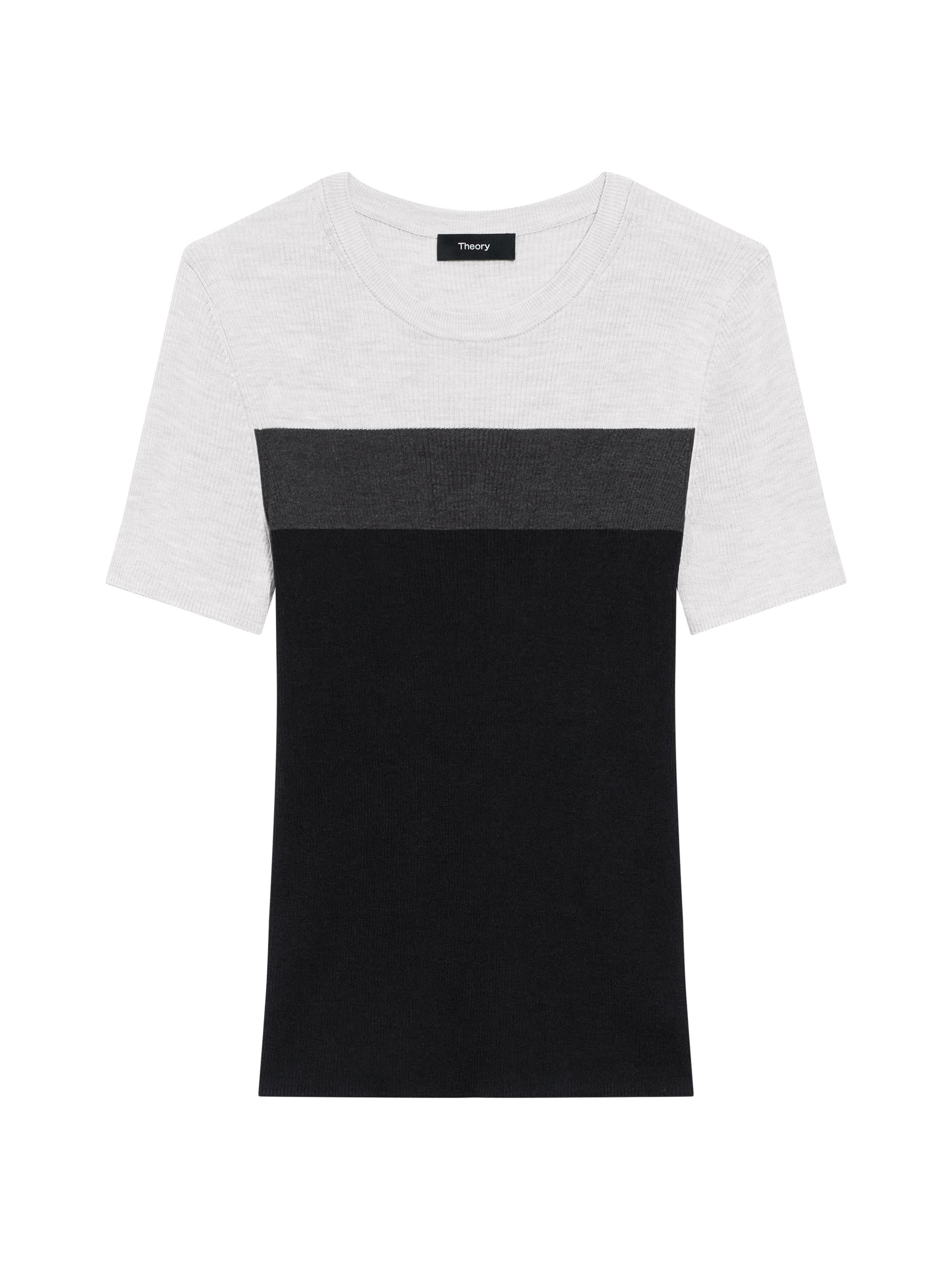 Theory Women's Basic Silk T-Shirt - Black White