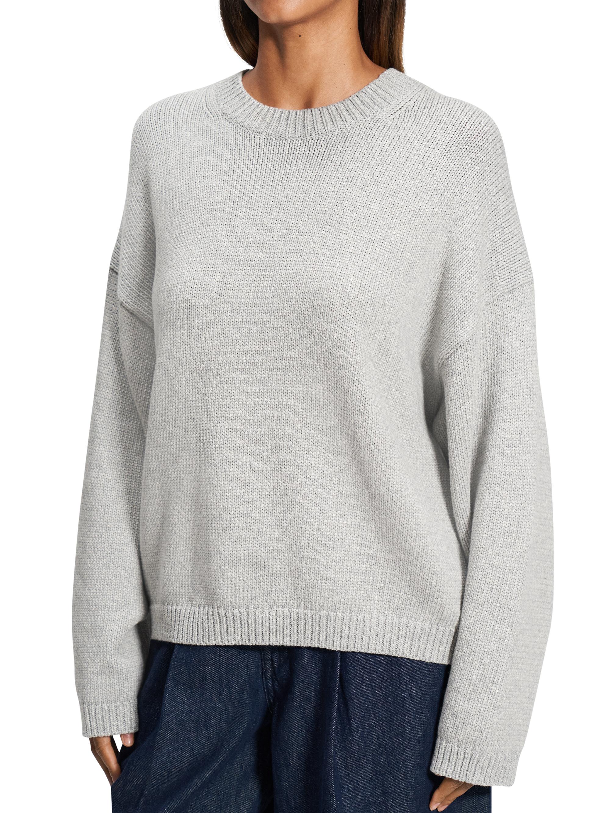 Theory Oversized Cotton-Blend Crewneck Sweater | Saks Fifth Avenue