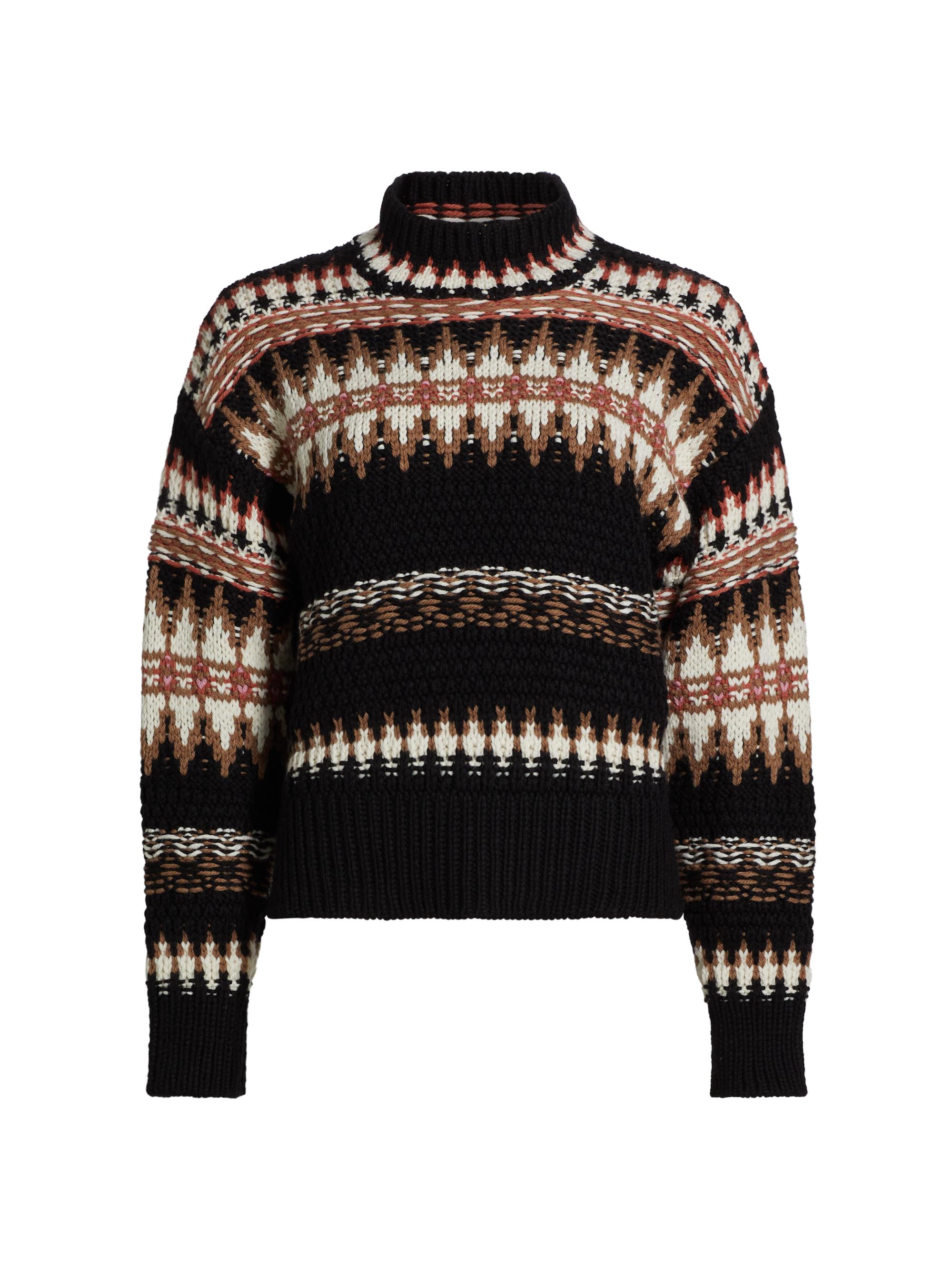 Splendid Women's Henrietta Fair Isle Wool Sweater - Black Mix