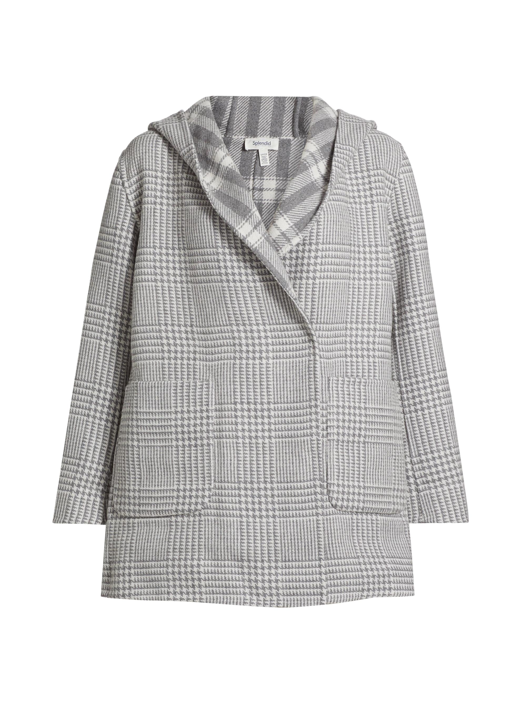 Splendid Women's Elliott Reversible Plaid Hooded Coat - Grey Glen Check