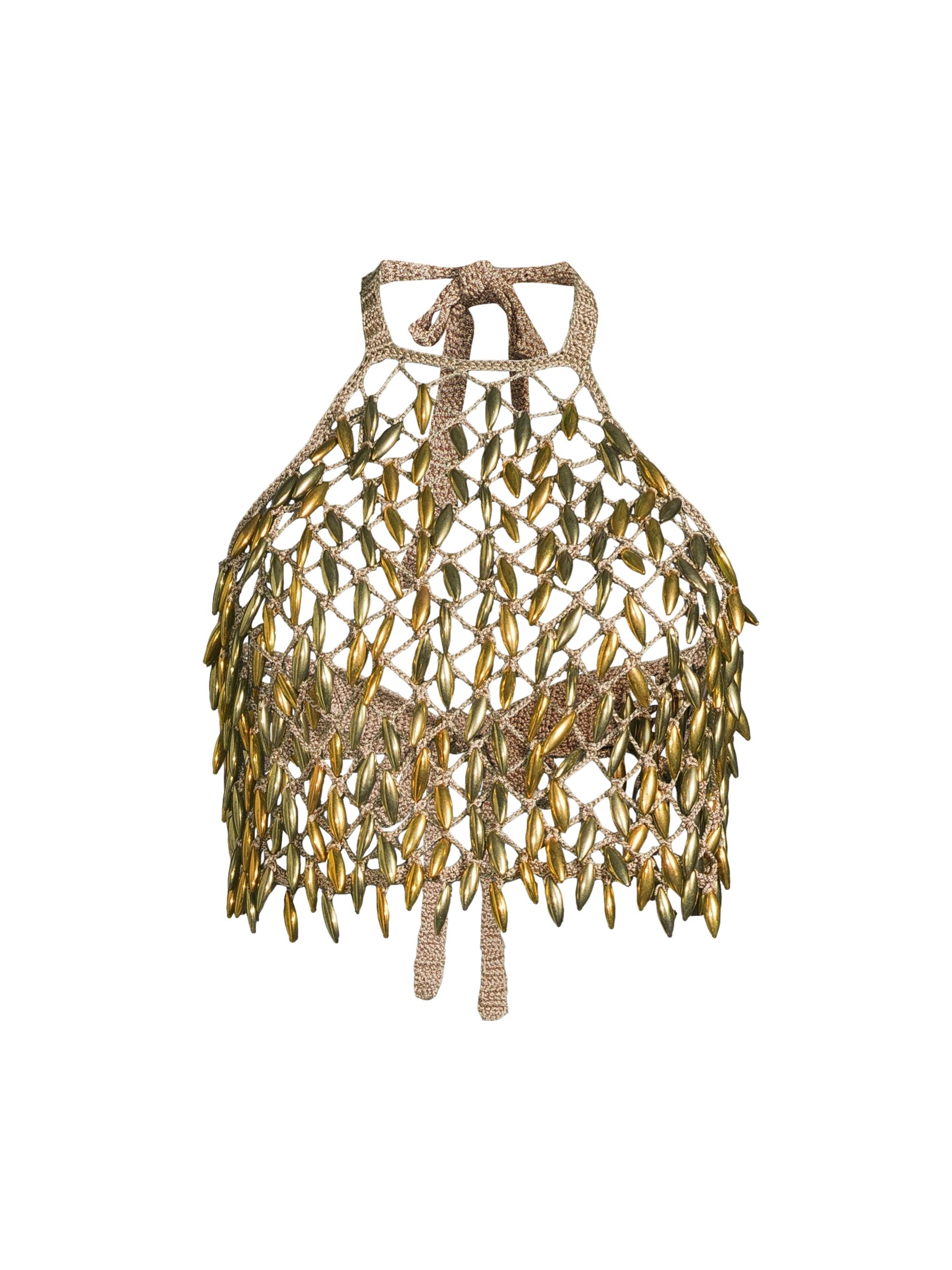 My Beachy Side Women's Adora Crochet Halter Crop Top - Bronze