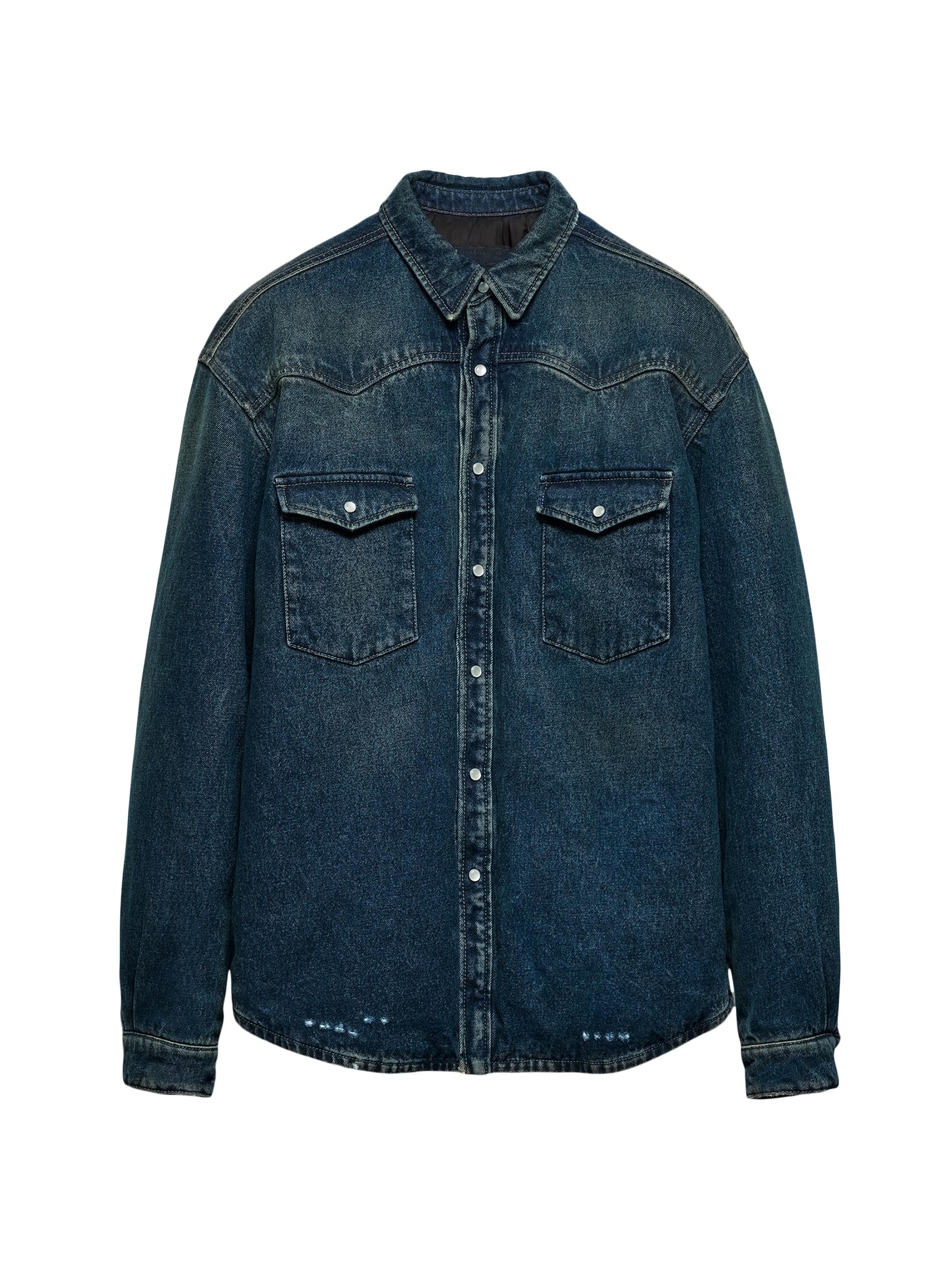 Prada Men's Padded Denim Shirt - Blue