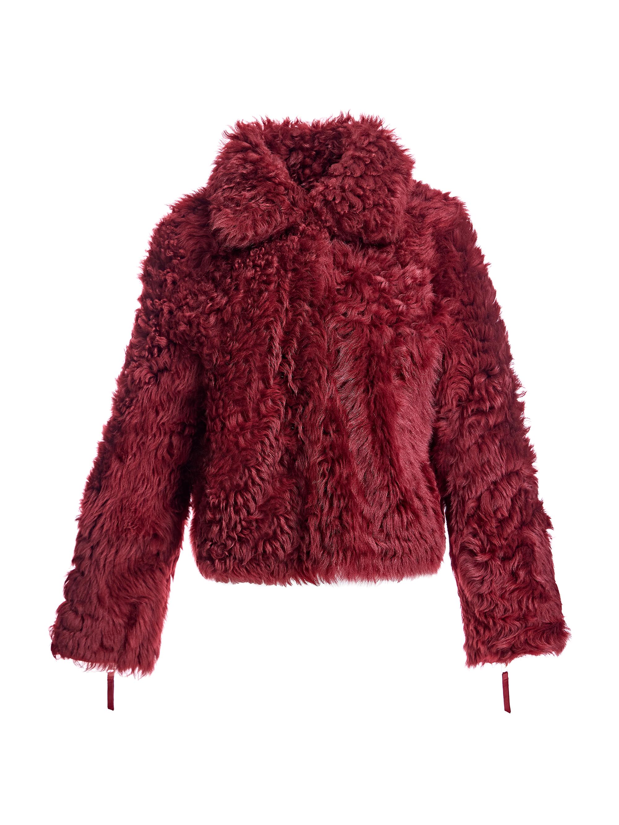 Maximilian Women's Reversible Curly Shearling Jacket - Red
